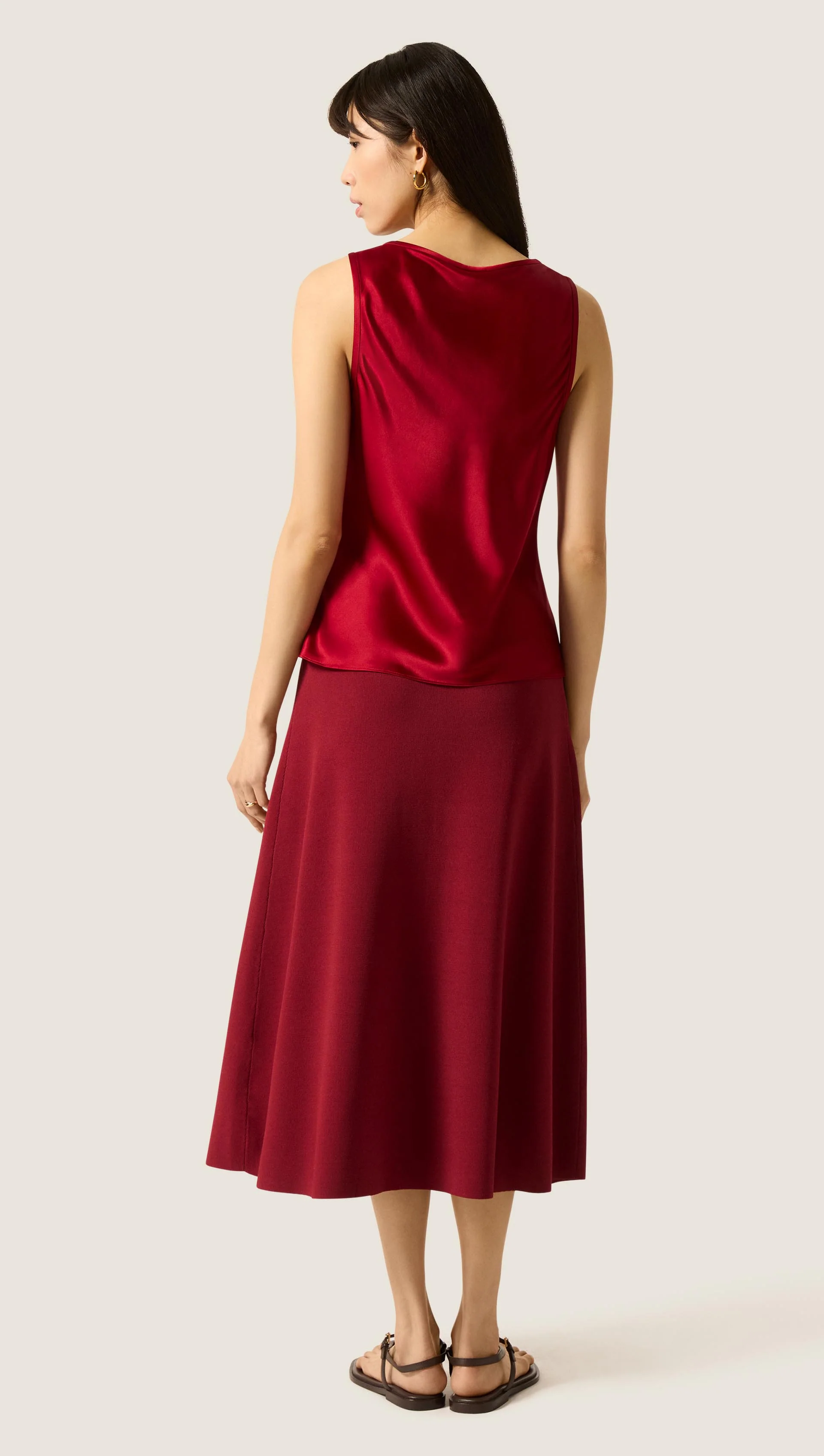 Tank in Silk Charmeuse | Bordeaux - Image 6