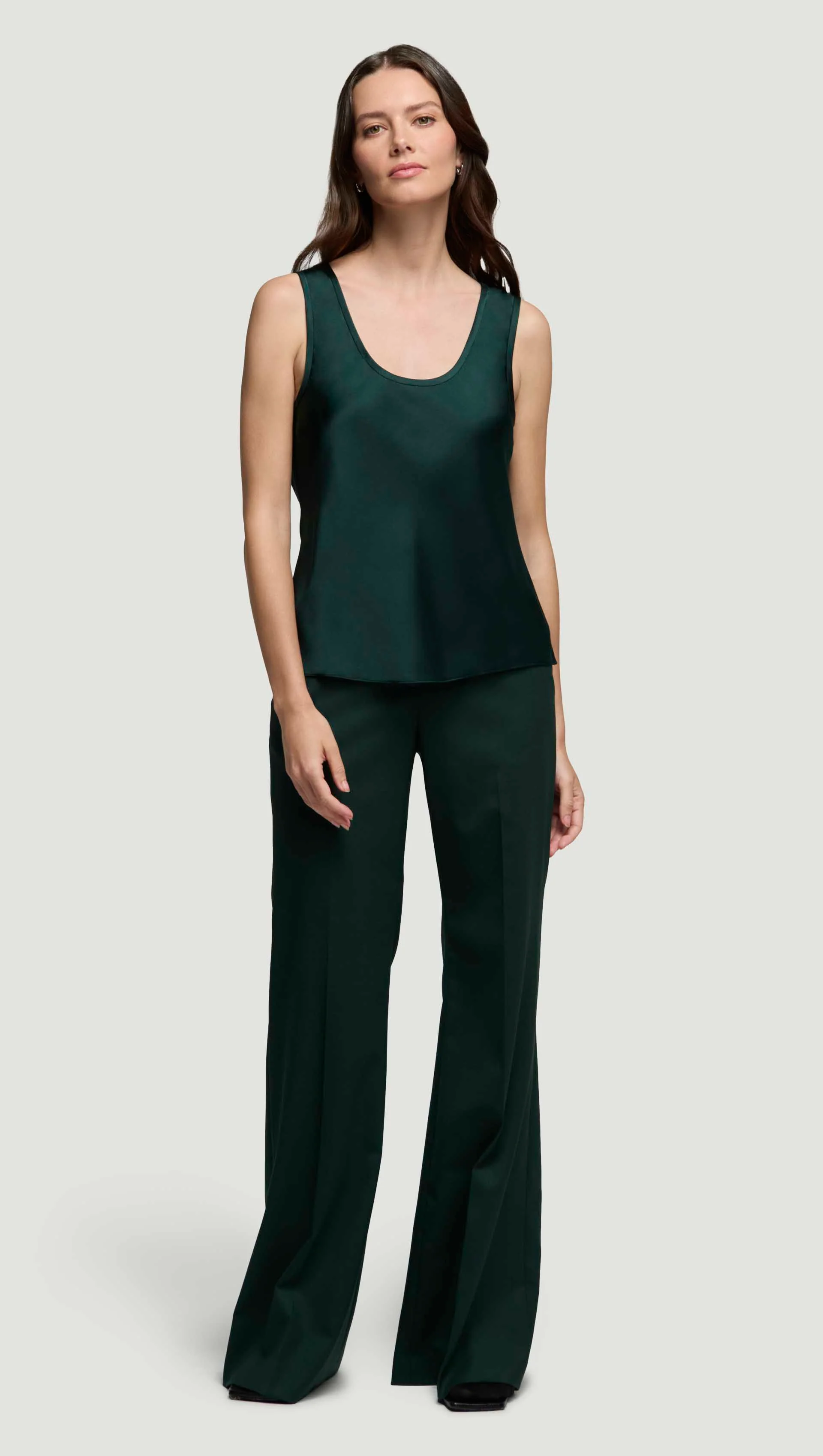 Tank in Silk Charmeuse | Deep Forest - Image 3