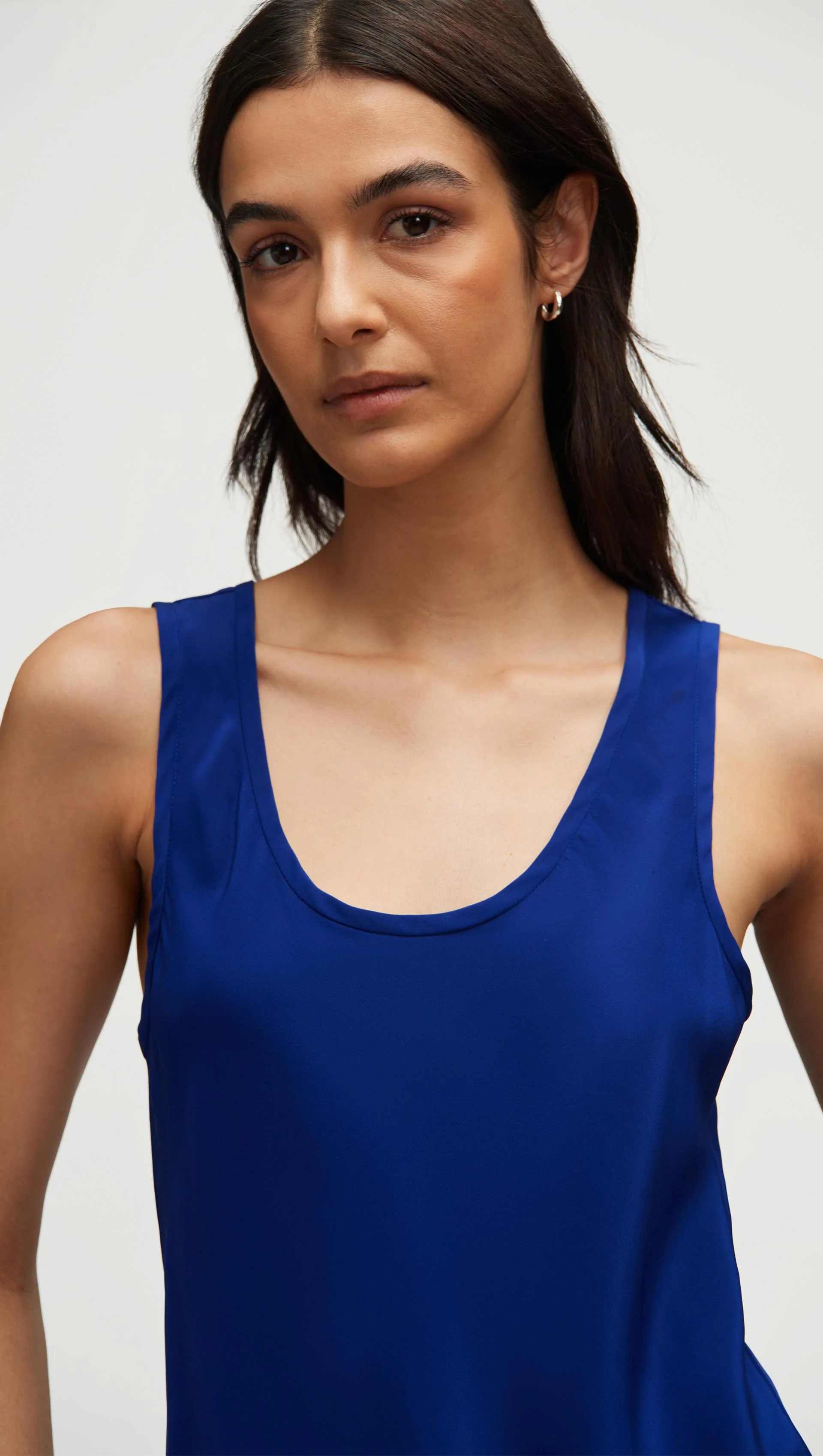 Tank in Silk Charmeuse | Lapis - Image 2