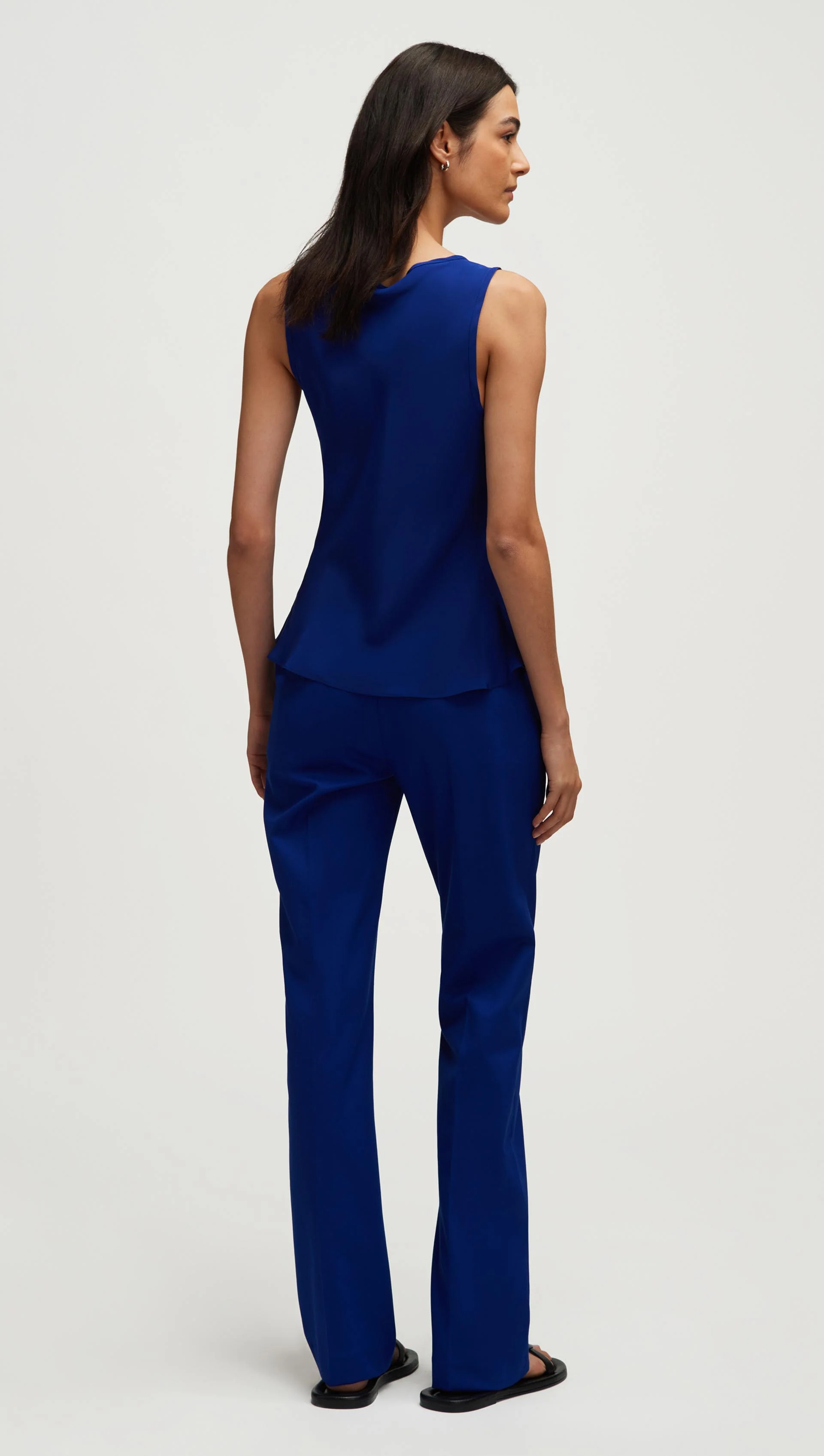 Tank in Silk Charmeuse | Lapis - Image 4