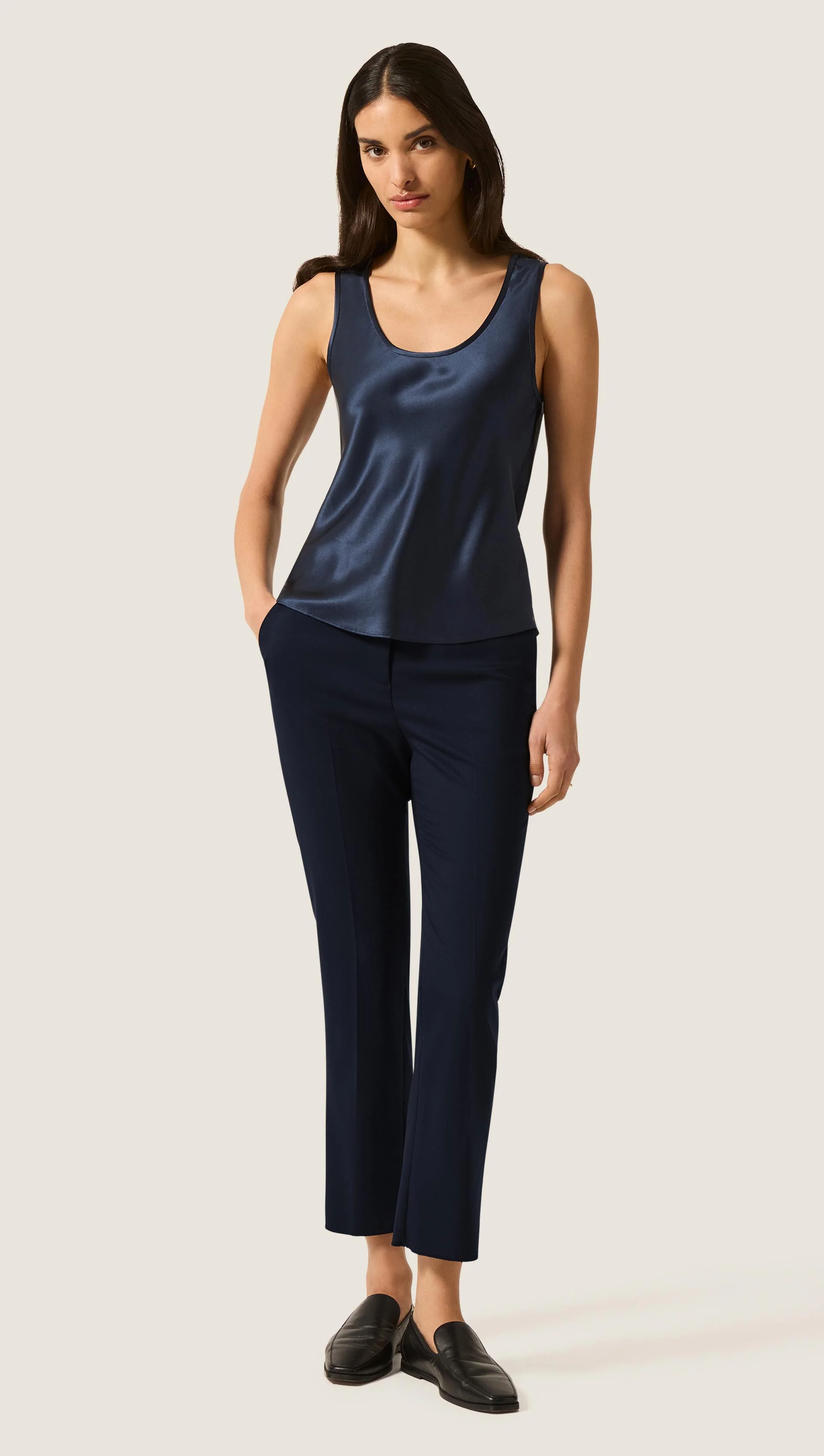 Tank in Silk Charmeuse | Midnight - Image 7