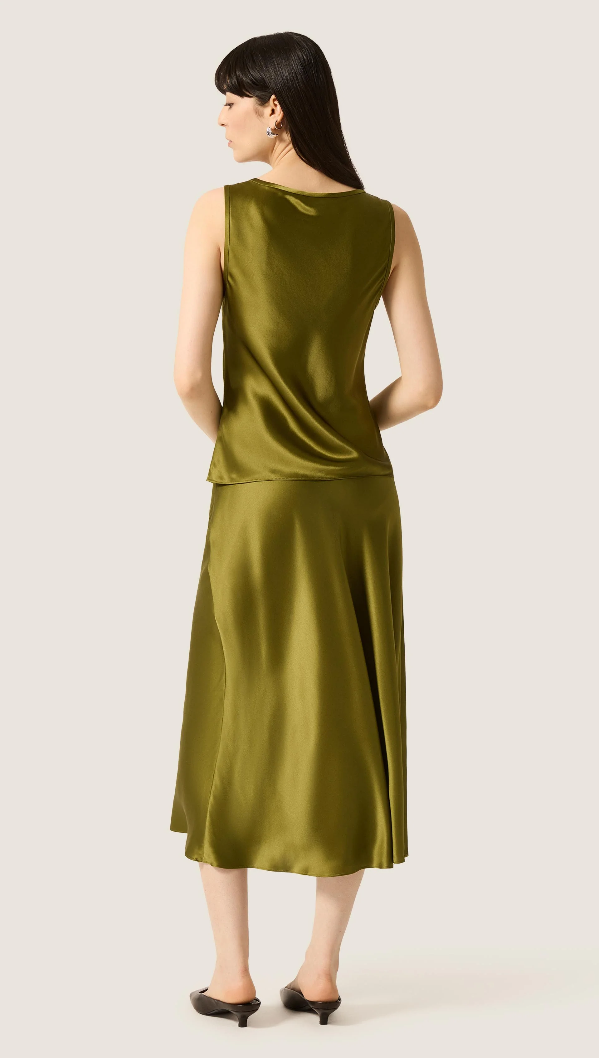 Tank in Silk Charmeuse | Pickle - Image 5