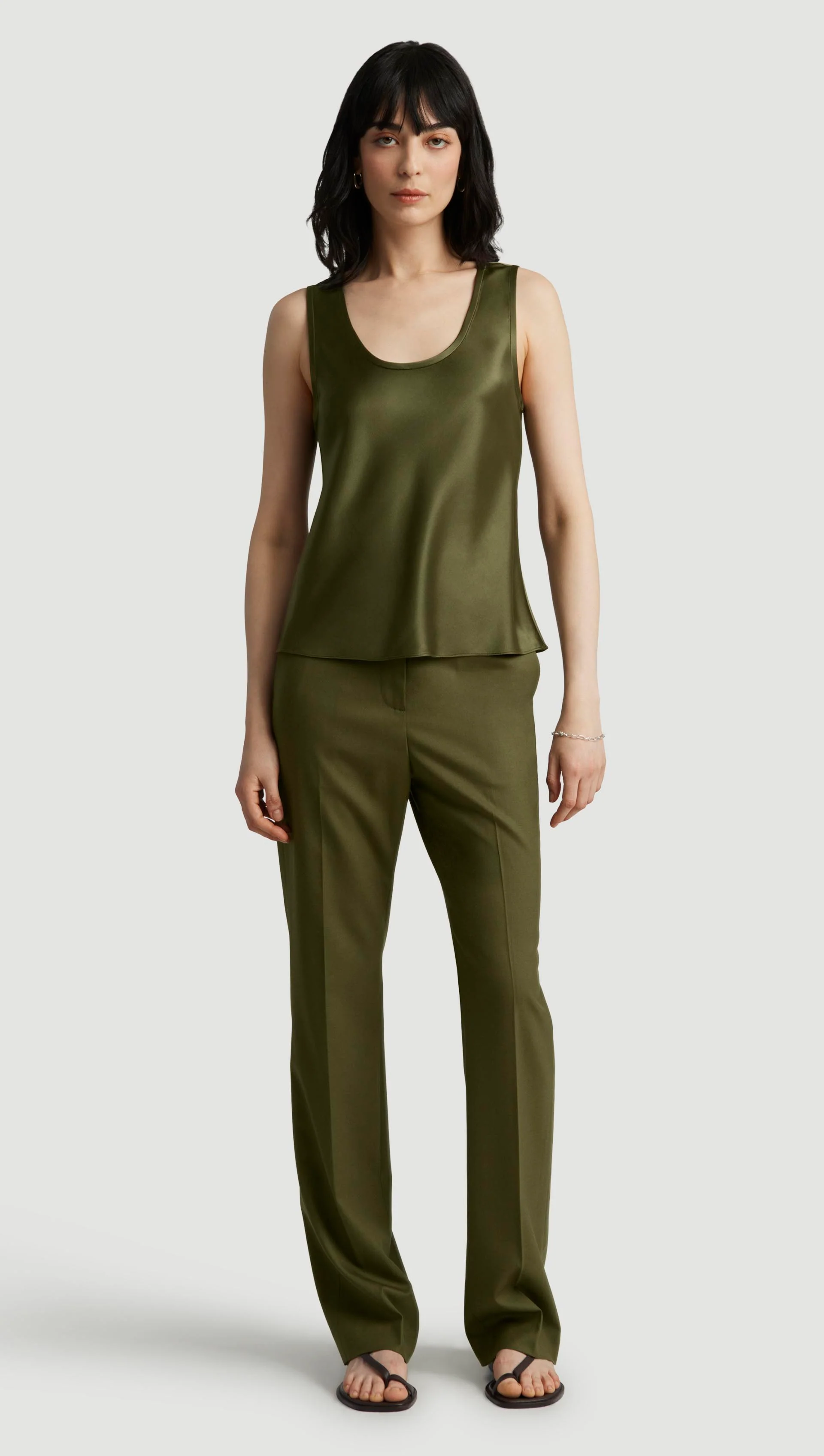 Tank in Silk Charmeuse | Pine Needle - Image 3