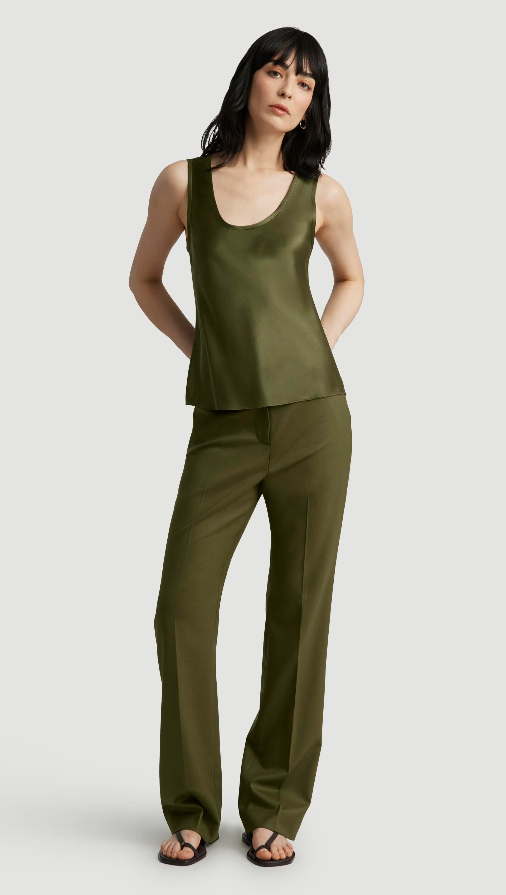 Tank in Silk Charmeuse | Pine Needle - Image 4