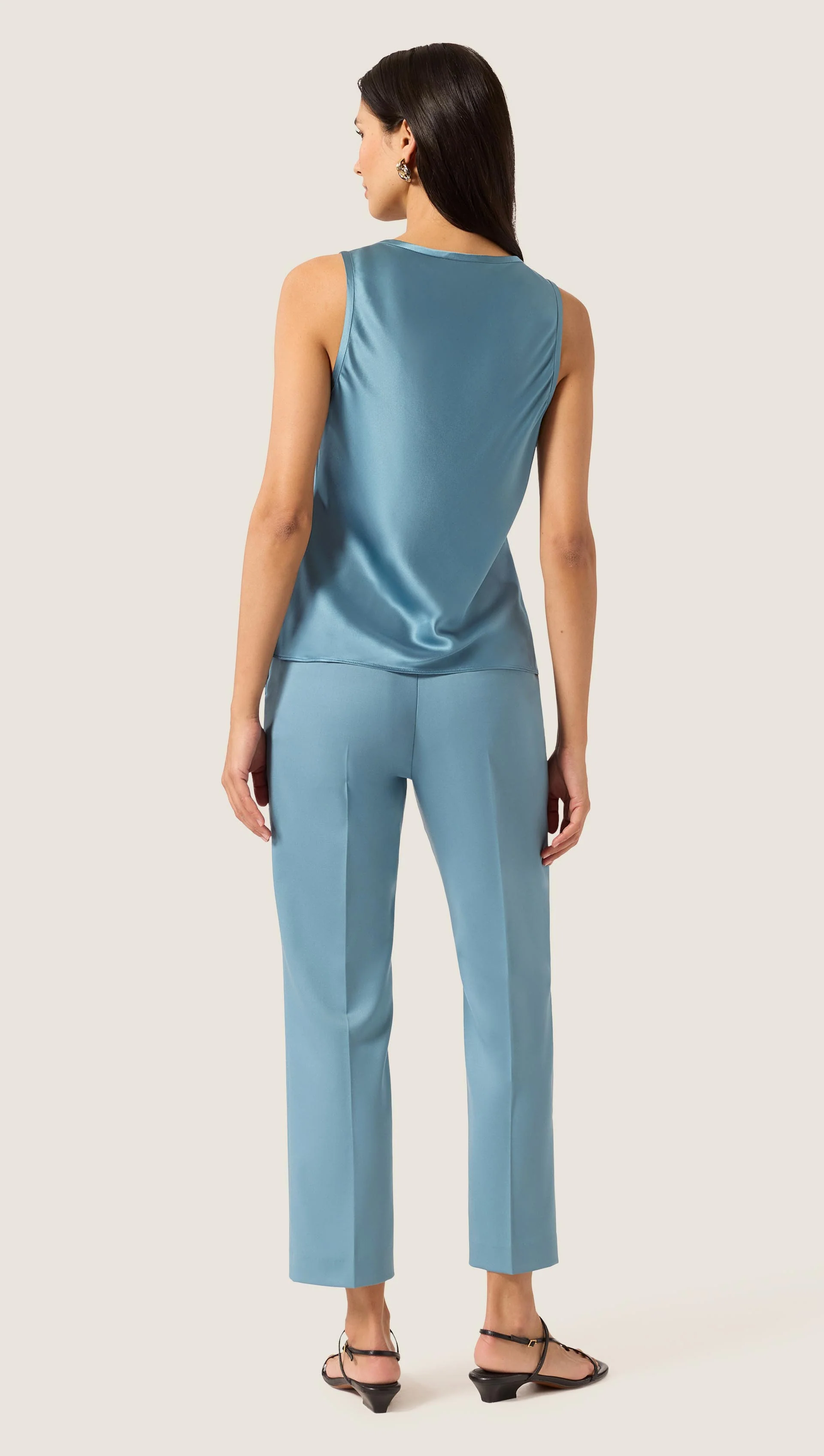 Tank in Silk Charmeuse | Steel Blue - Image 5