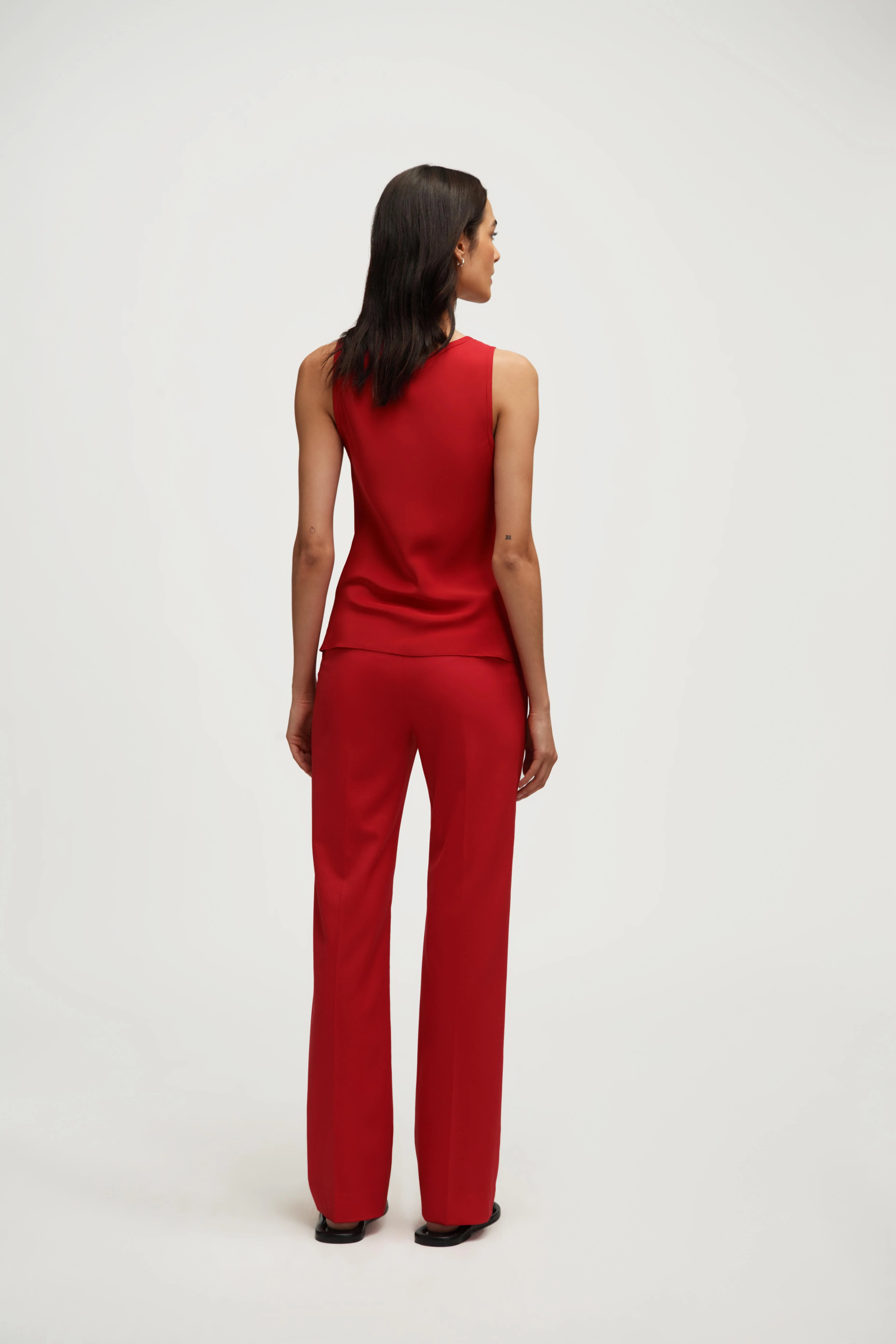 Tank in Silk Charmeuse | Tomato - Image 3