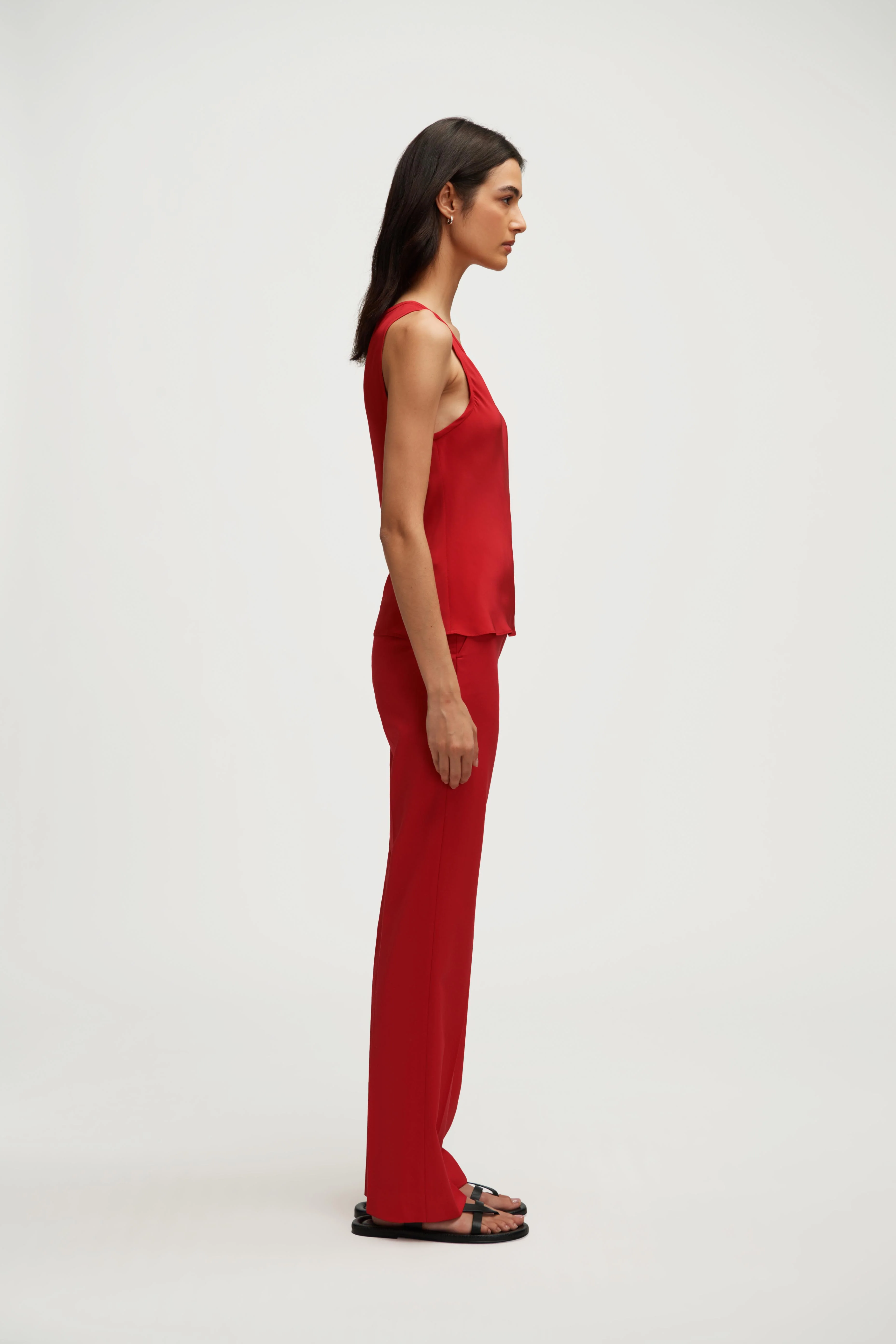 Tank in Silk Charmeuse | Tomato - Image 4