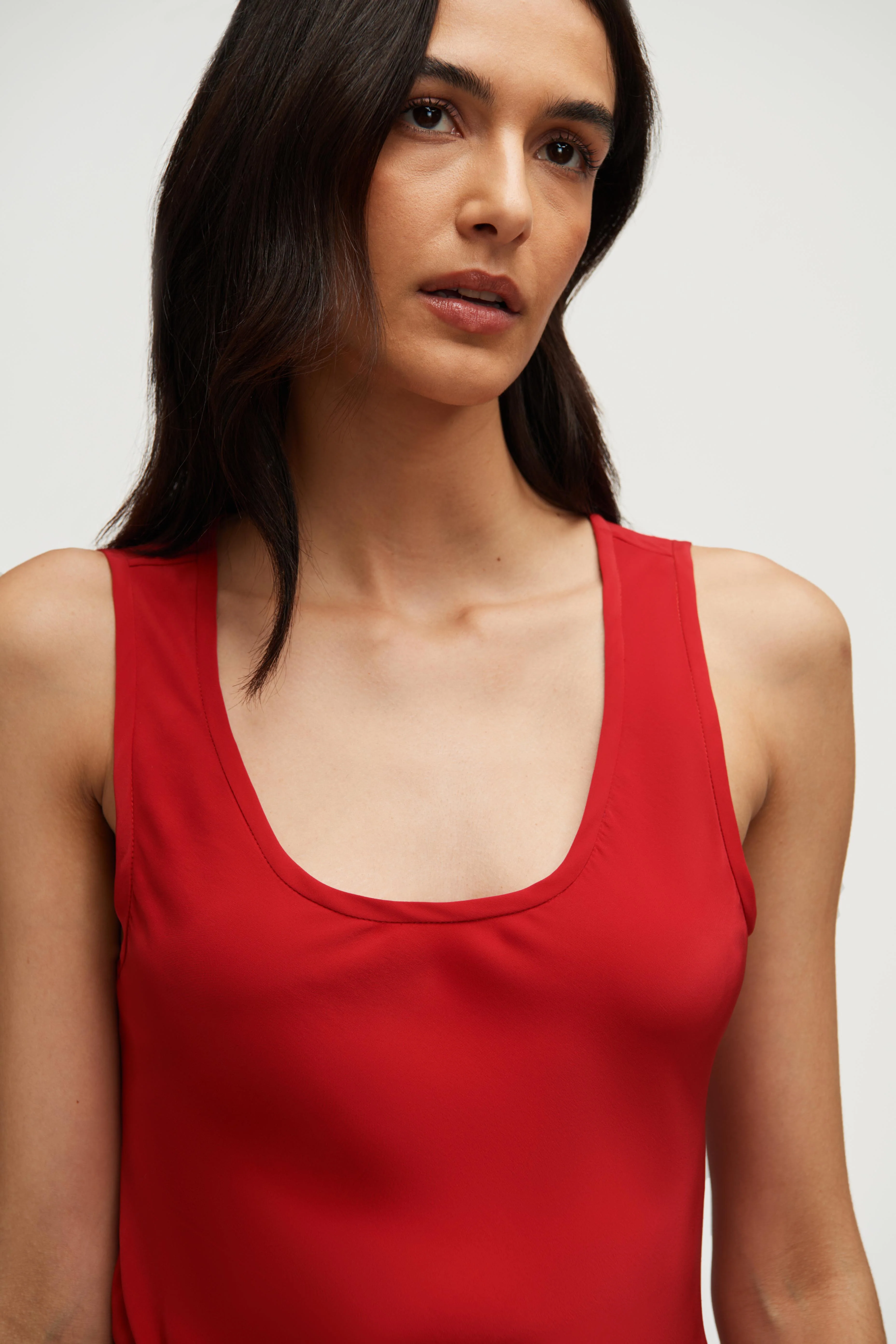 Tank in Silk Charmeuse | Tomato - Image 5
