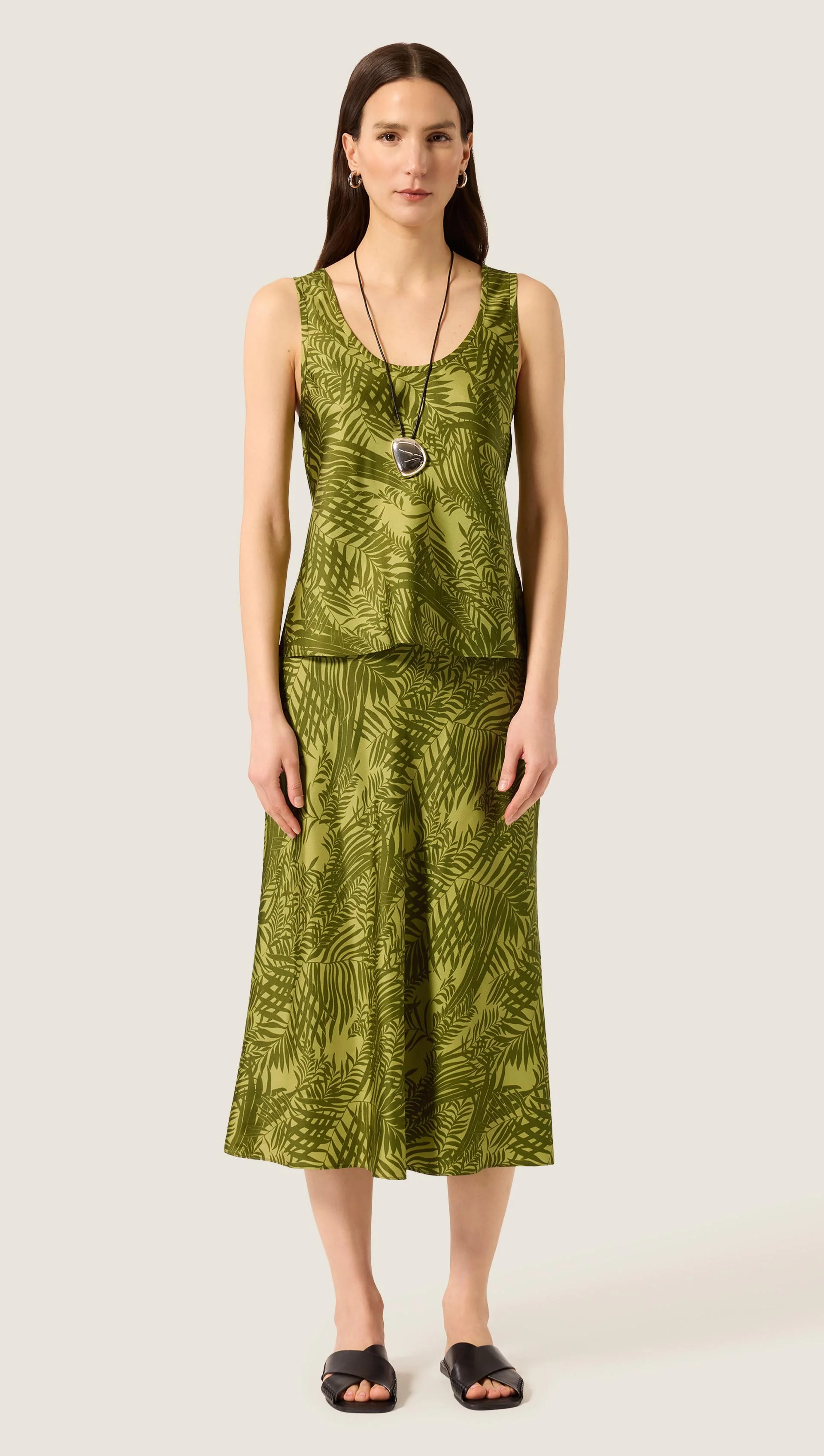 Tank in Silk Twill | Green Fern - Image 3