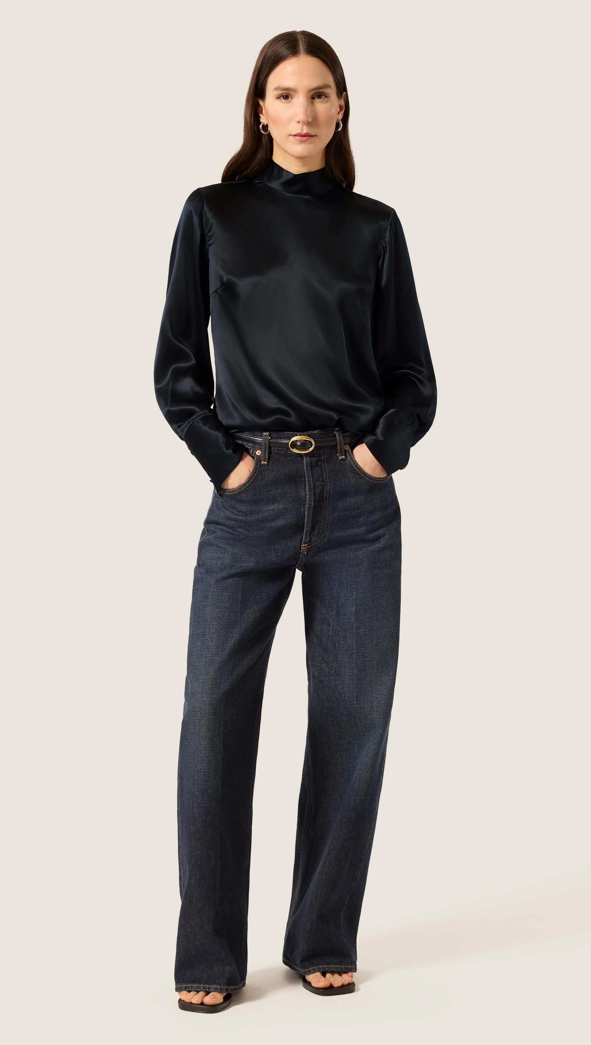 Tie Back Top in Silk Charmeuse | Black - Image 2