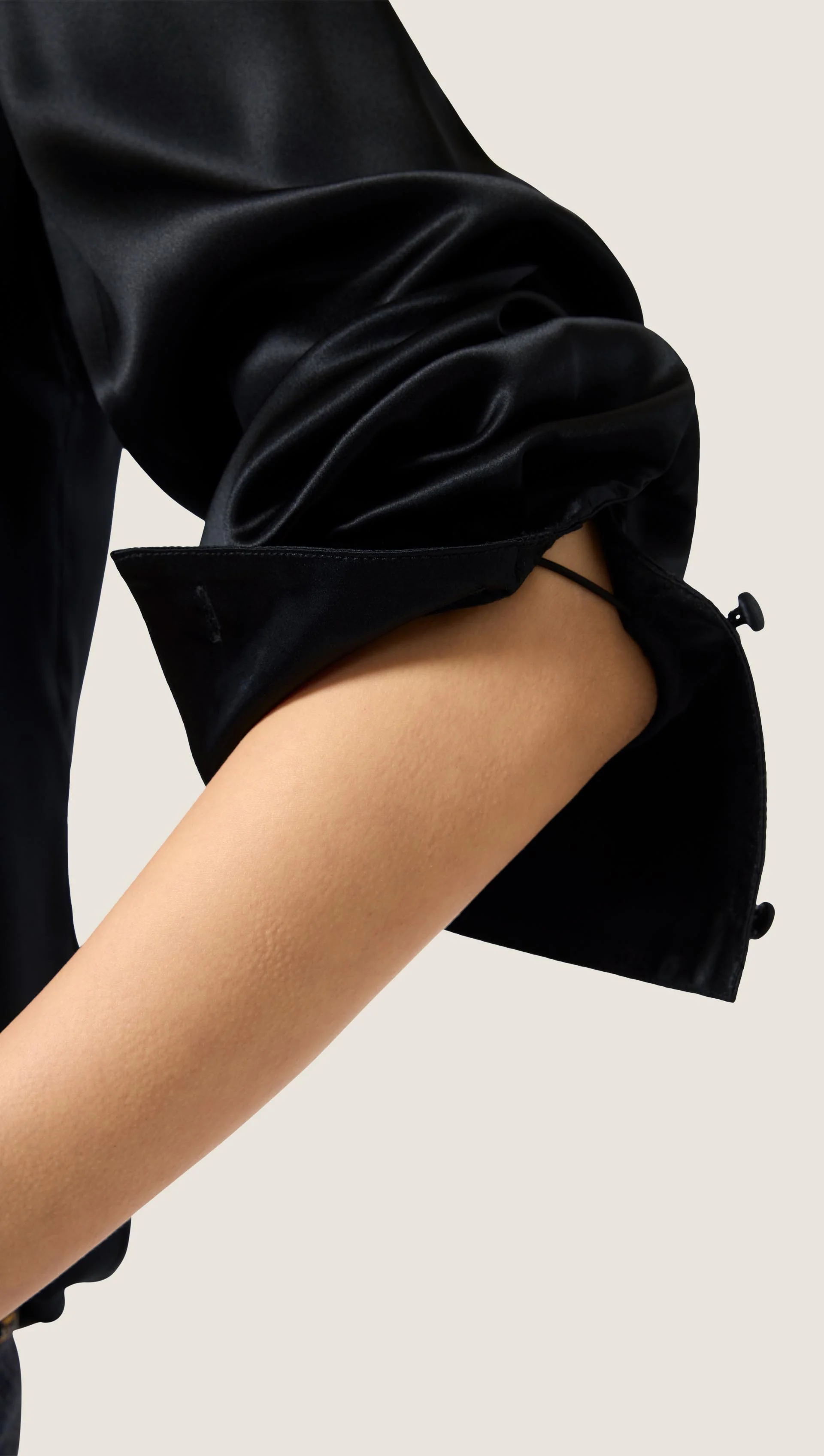 Tie Back Top in Silk Charmeuse | Black - Image 5