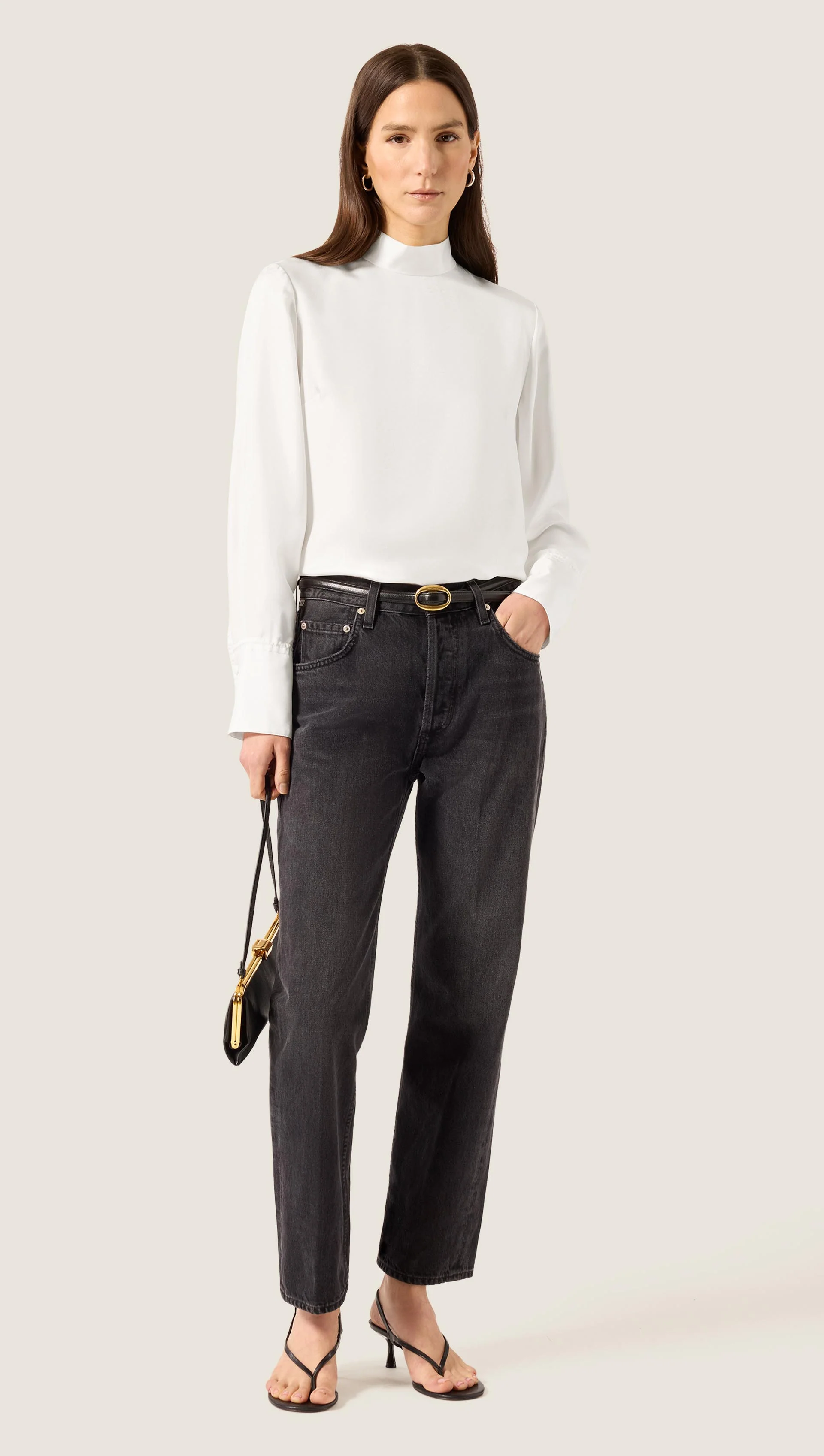 Tie Back Top in Silk Twill | Ivory - Image 2