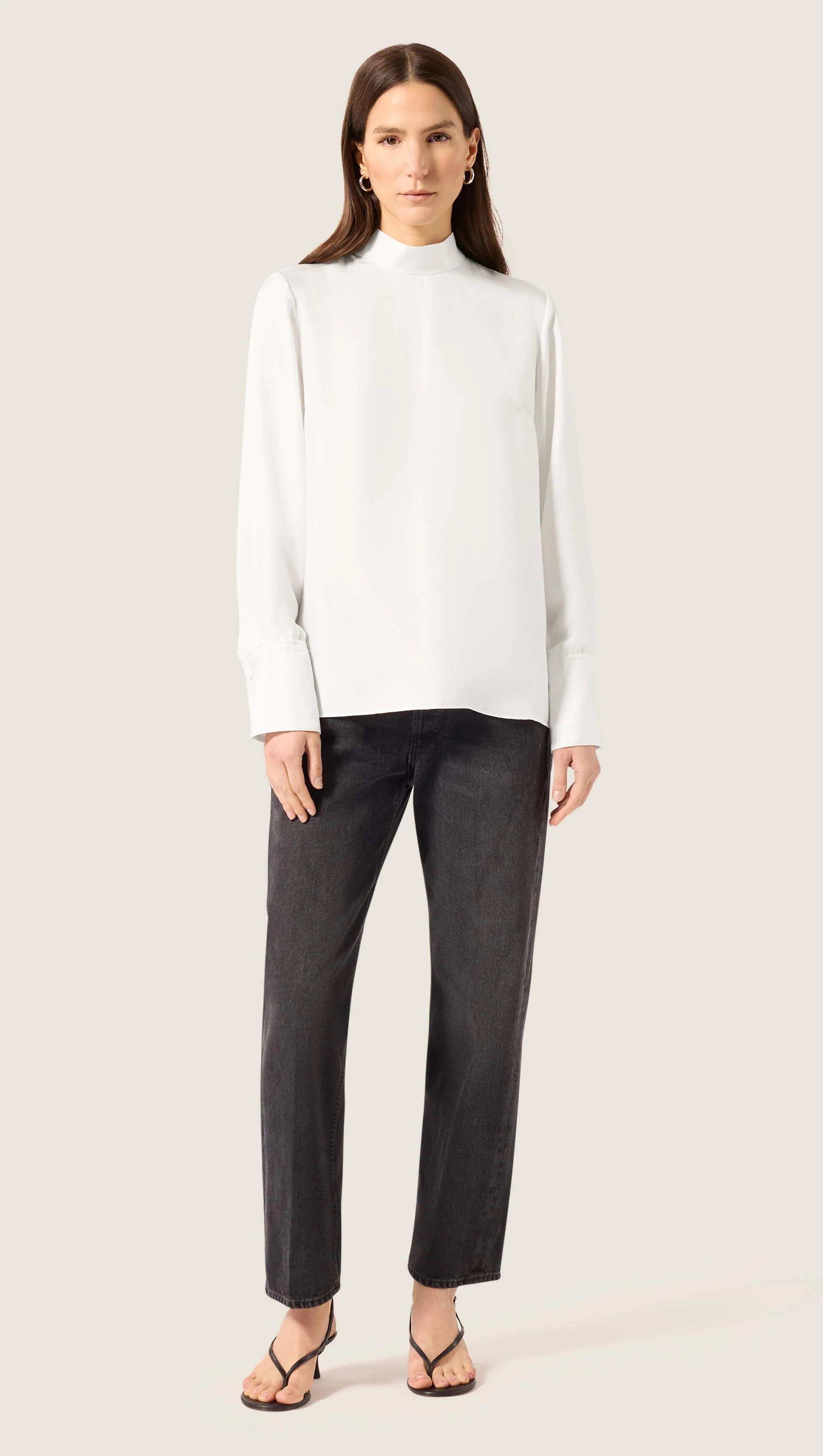 Tie Back Top in Silk Twill | Ivory - Image 3
