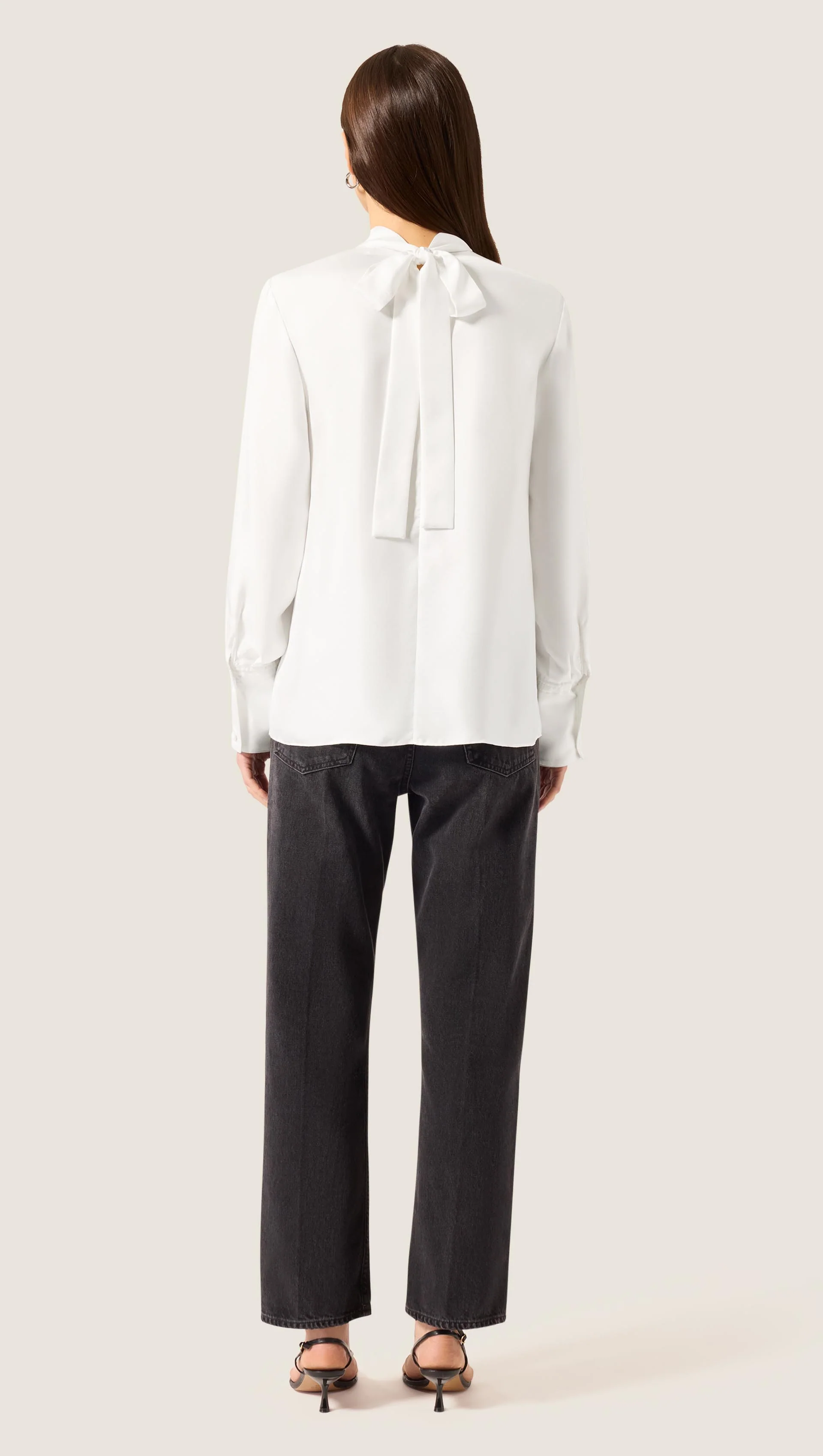 Tie Back Top in Silk Twill | Ivory - Image 4