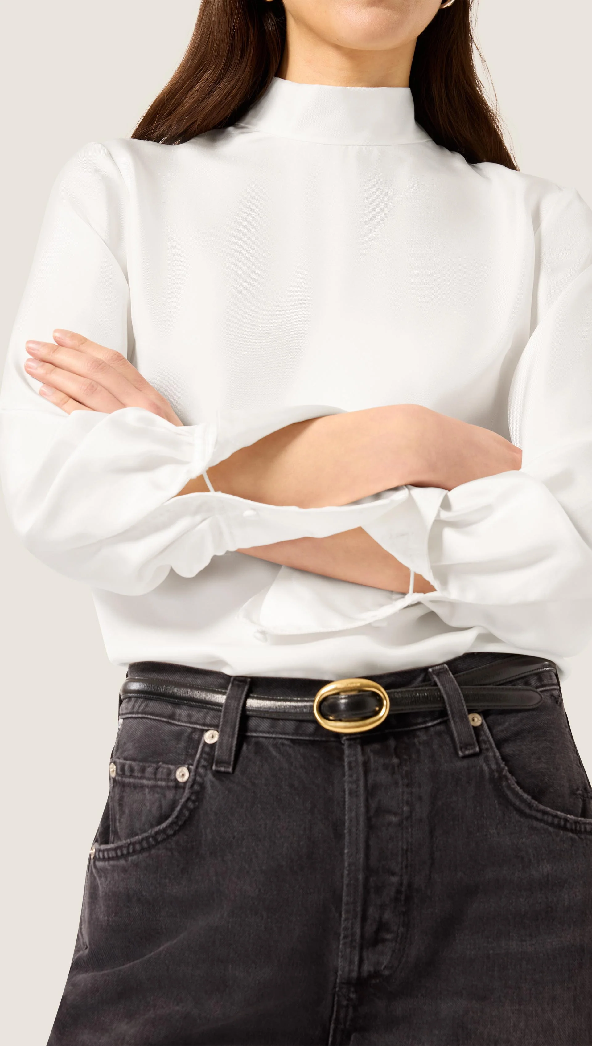 Tie Back Top in Silk Twill | Ivory - Image 6