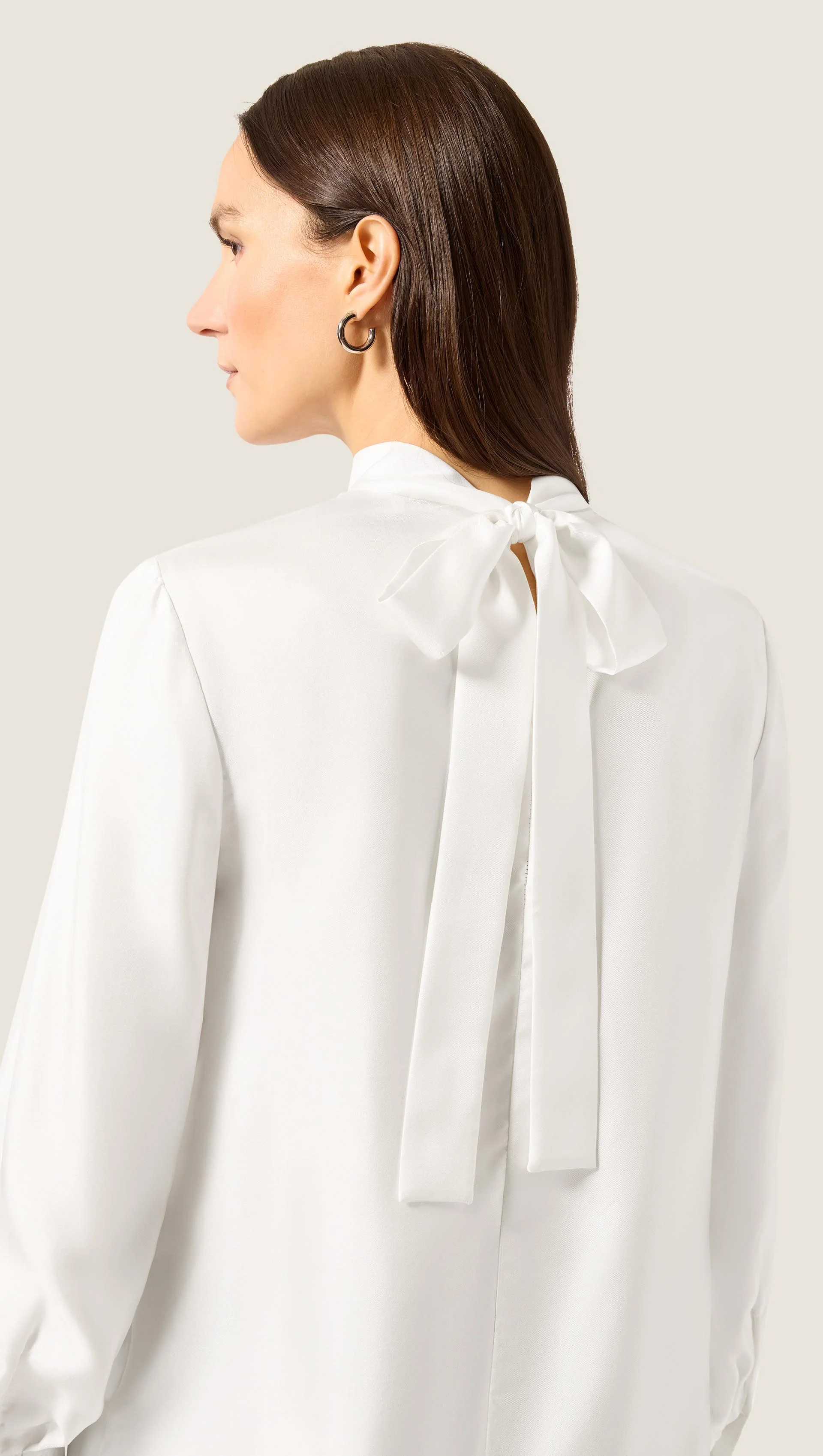 Tie Back Top in Silk Twill | Ivory - Image 7