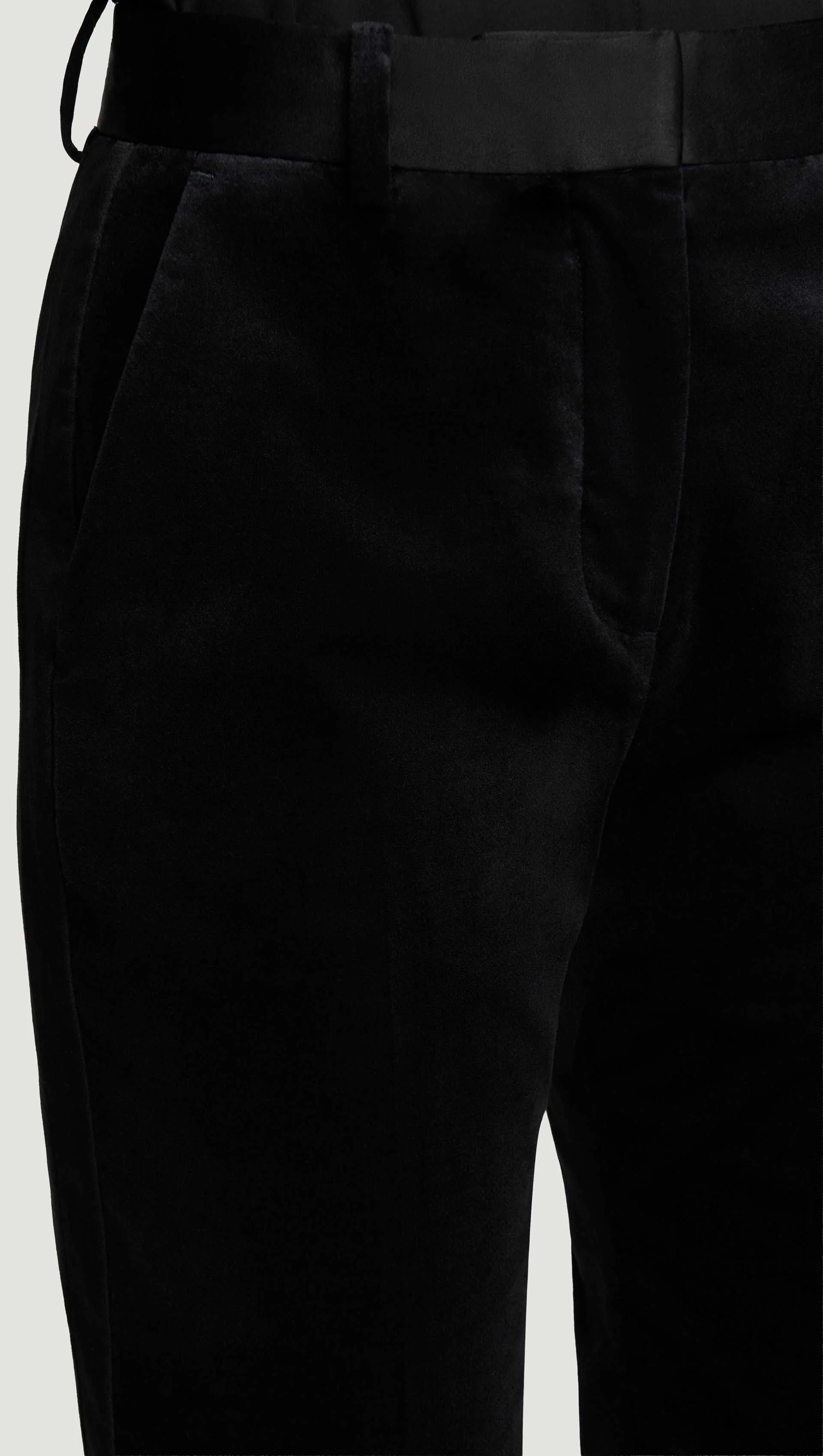 Tuxedo Trouser in Velvet w/Satin Detail | Black - Image 6