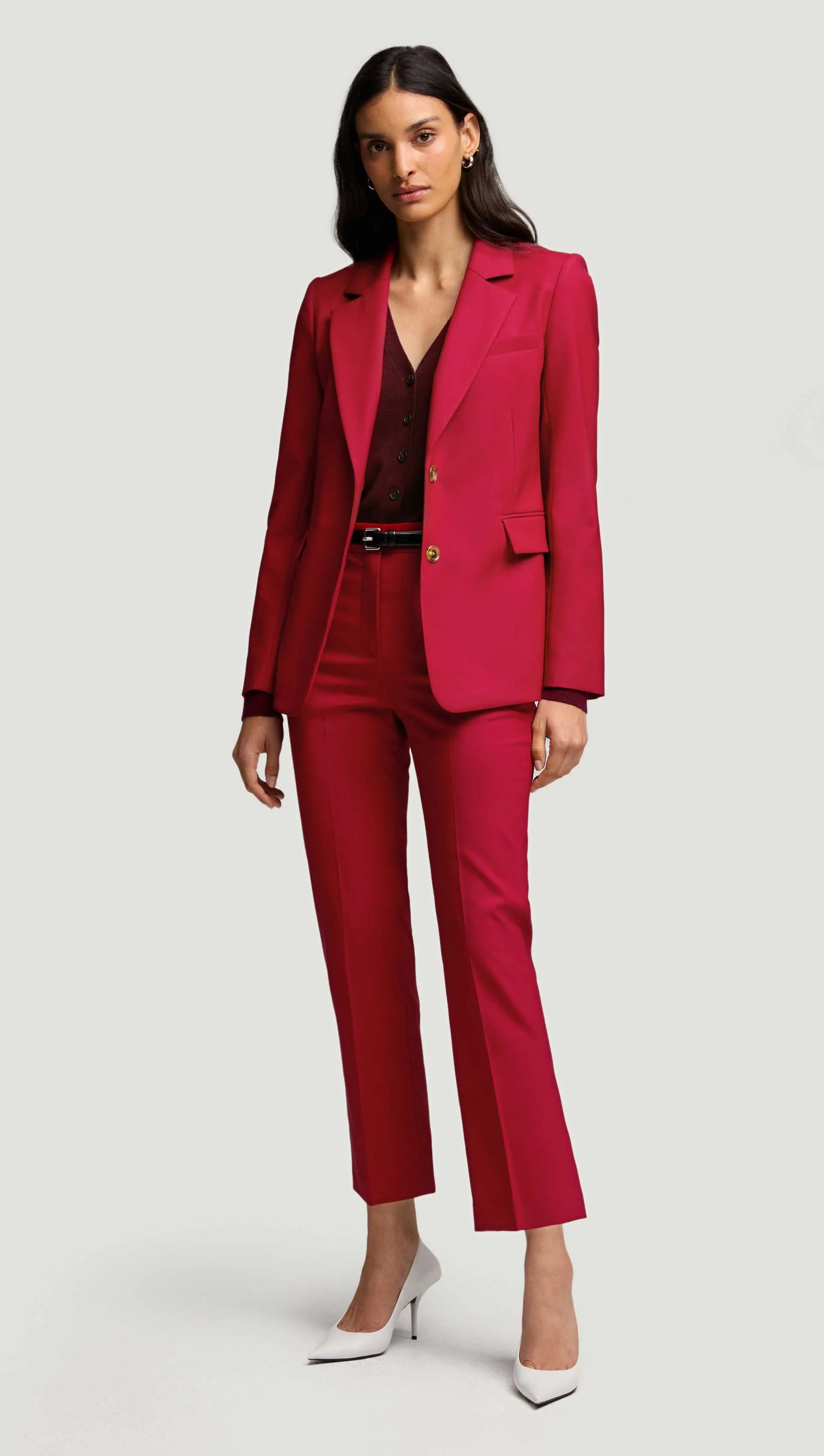 Two-Button Blazer in Seasonless Wool | Carmine - Image 3