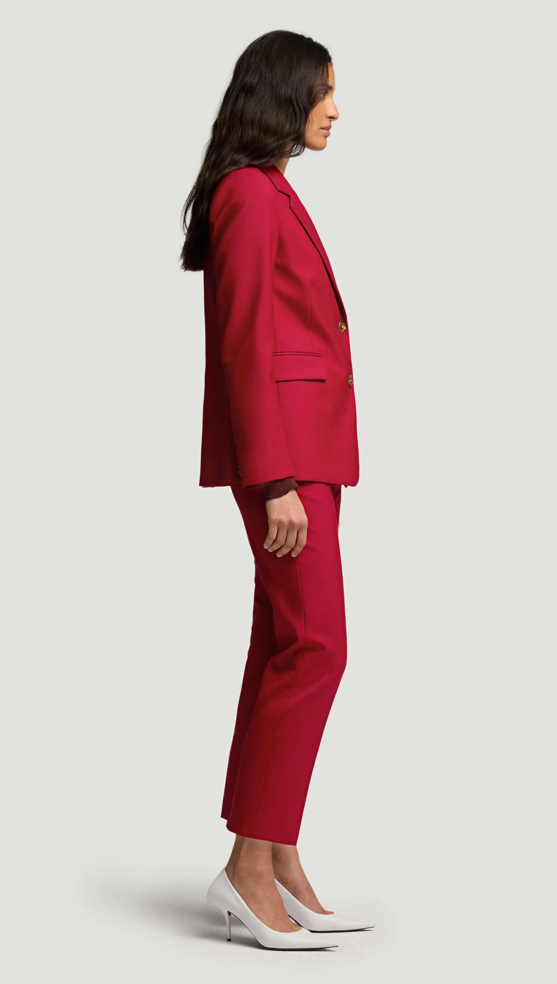 Two-Button Blazer in Seasonless Wool | Carmine - Image 4