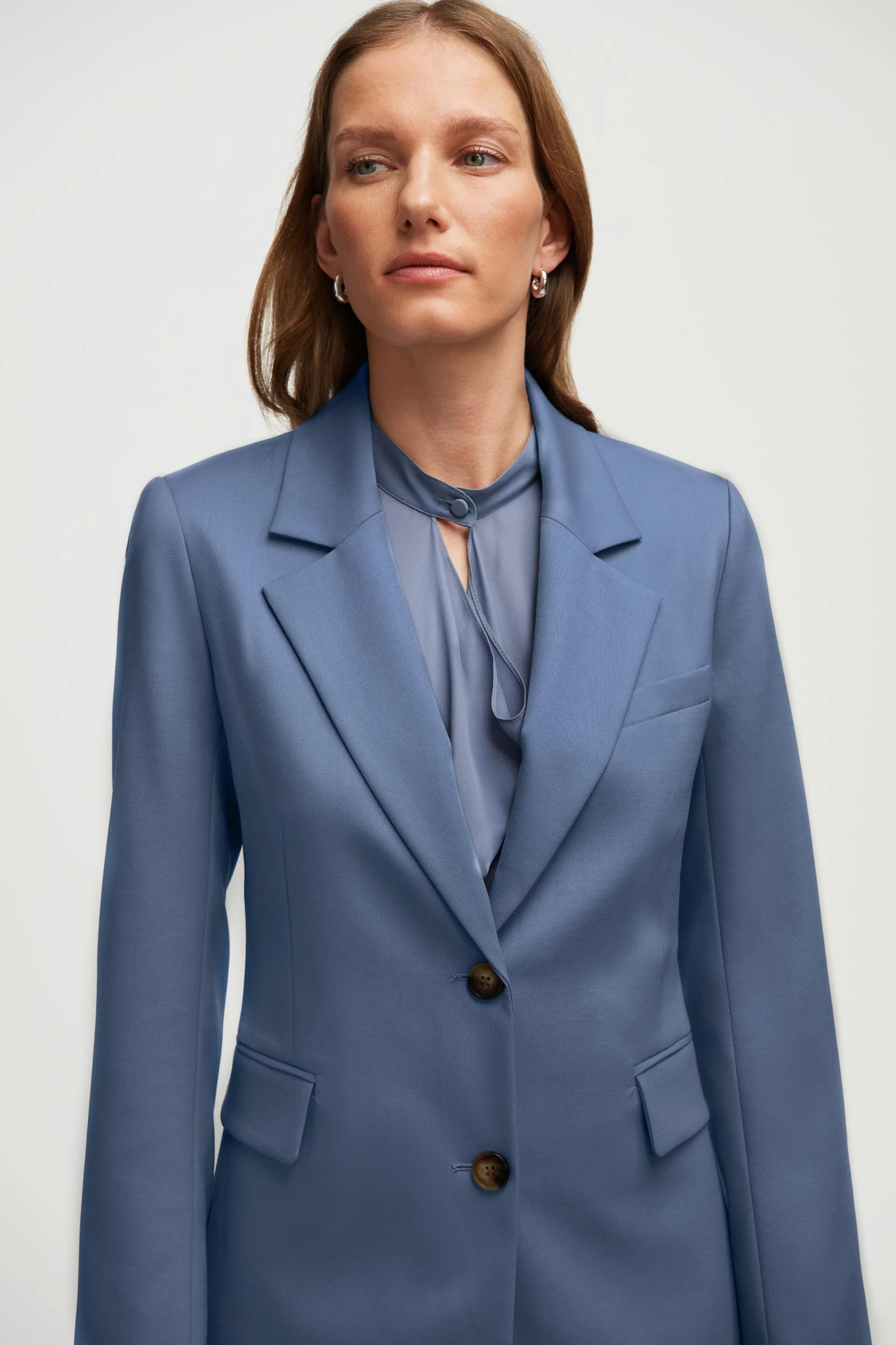 Two-Button Blazer in Seasonless Wool | Powder Blue - Image 4