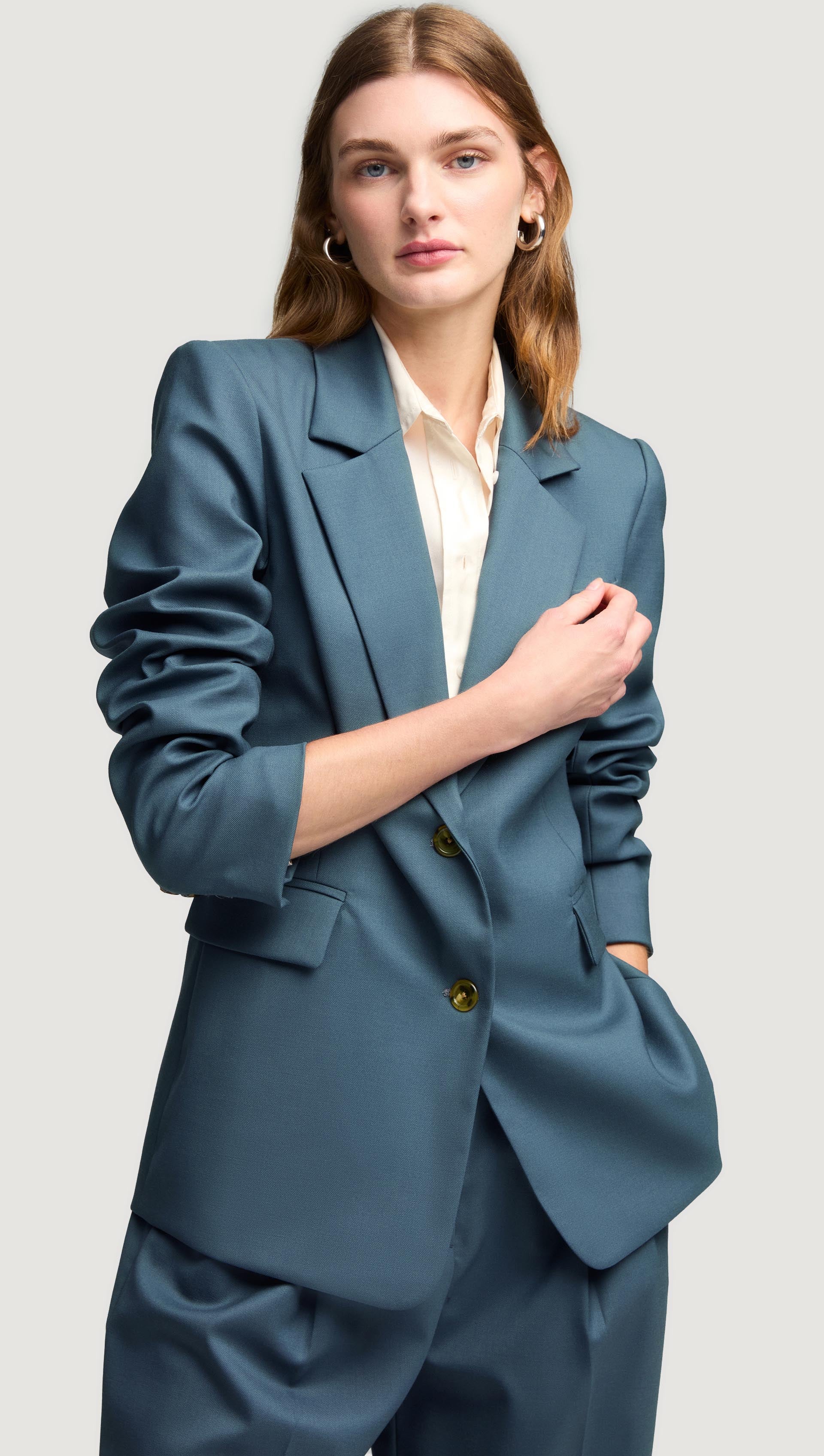 Two-Button Blazer in Seasonless Wool | Stone Blue - Image 2