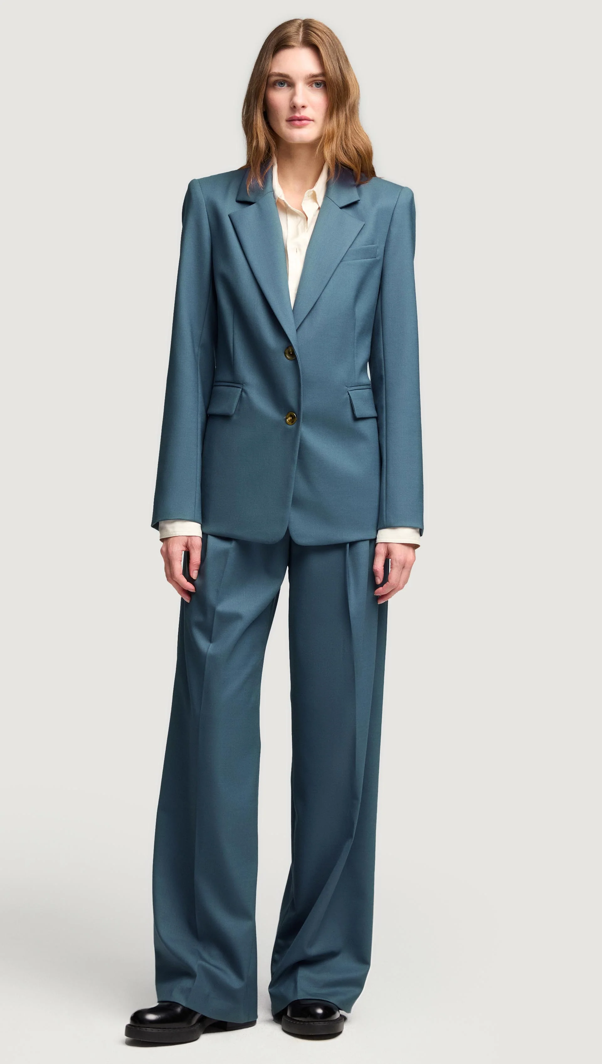 Two-Button Blazer in Seasonless Wool | Stone Blue - Image 3