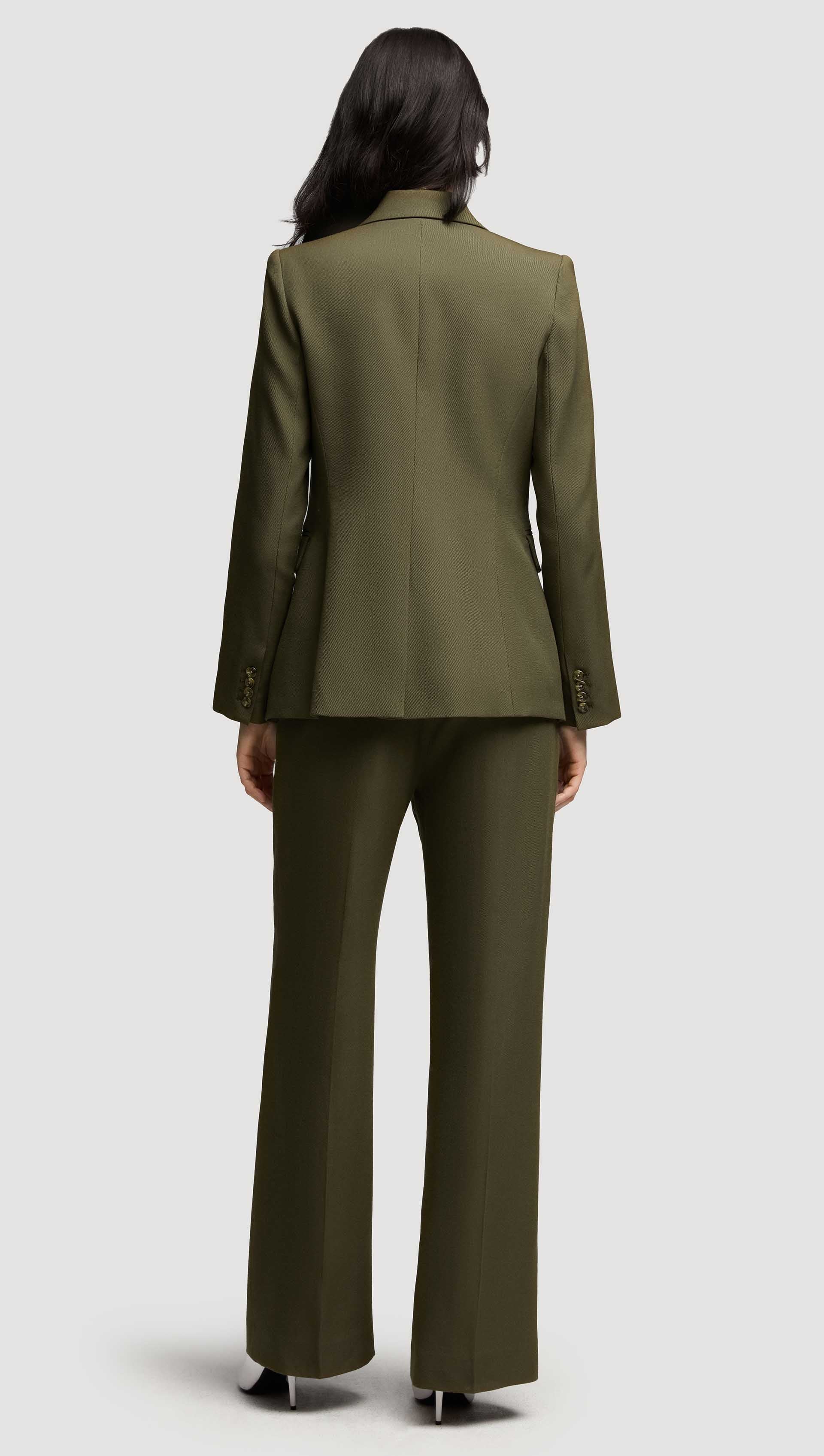 Two-Button Blazer in Viscose Wool Twill | Olive - Image 4