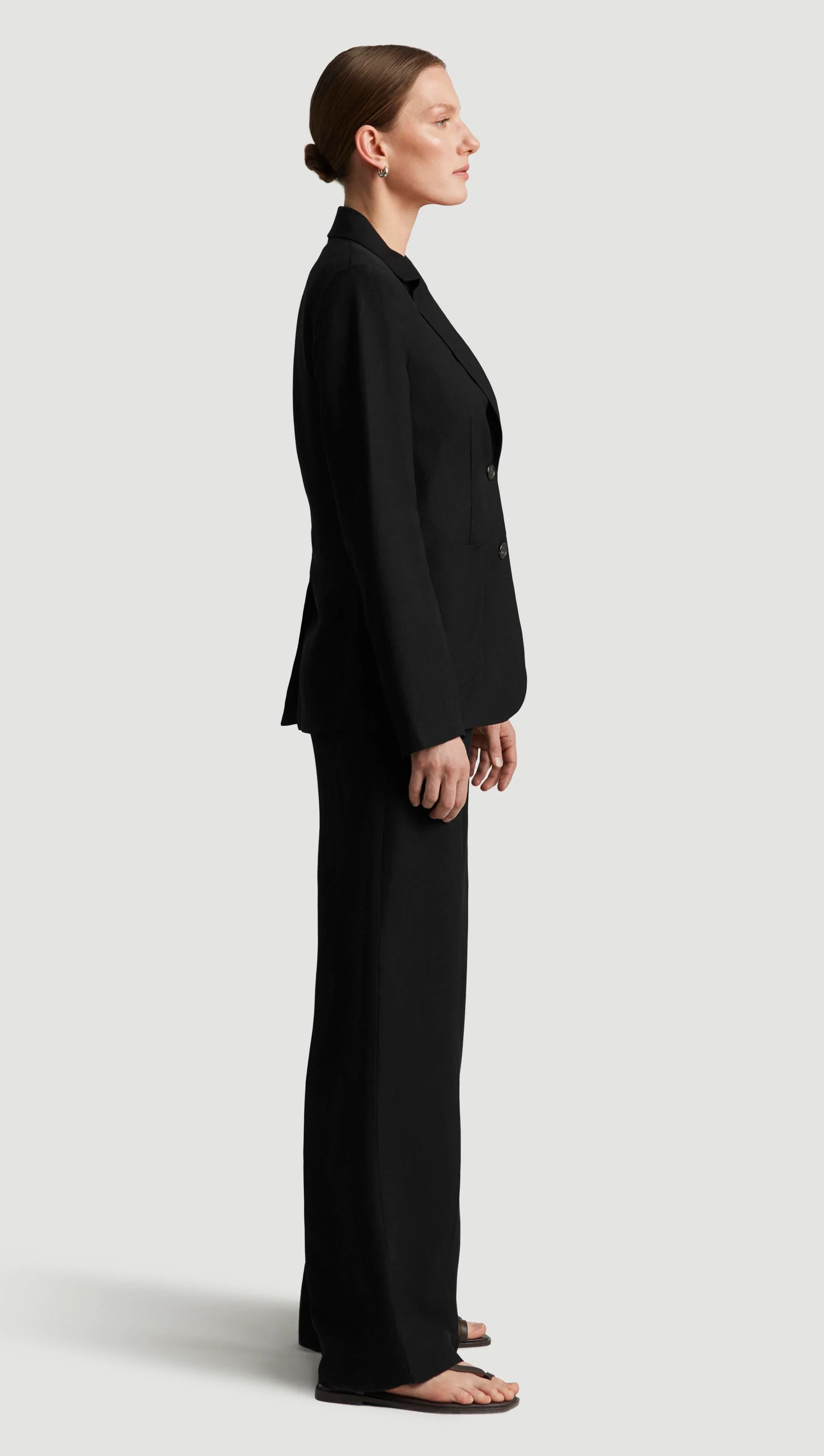 Unlined Weekend Blazer in Viscose Linen Twill | Black - Image 4