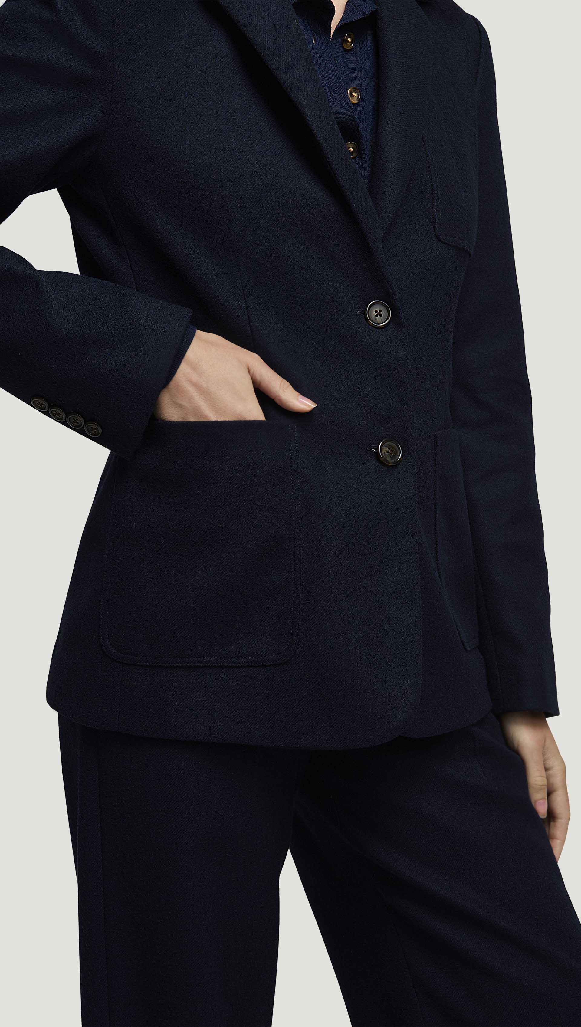Unlined Weekend Blazer in Double-Faced Wool | Navy - Image 8