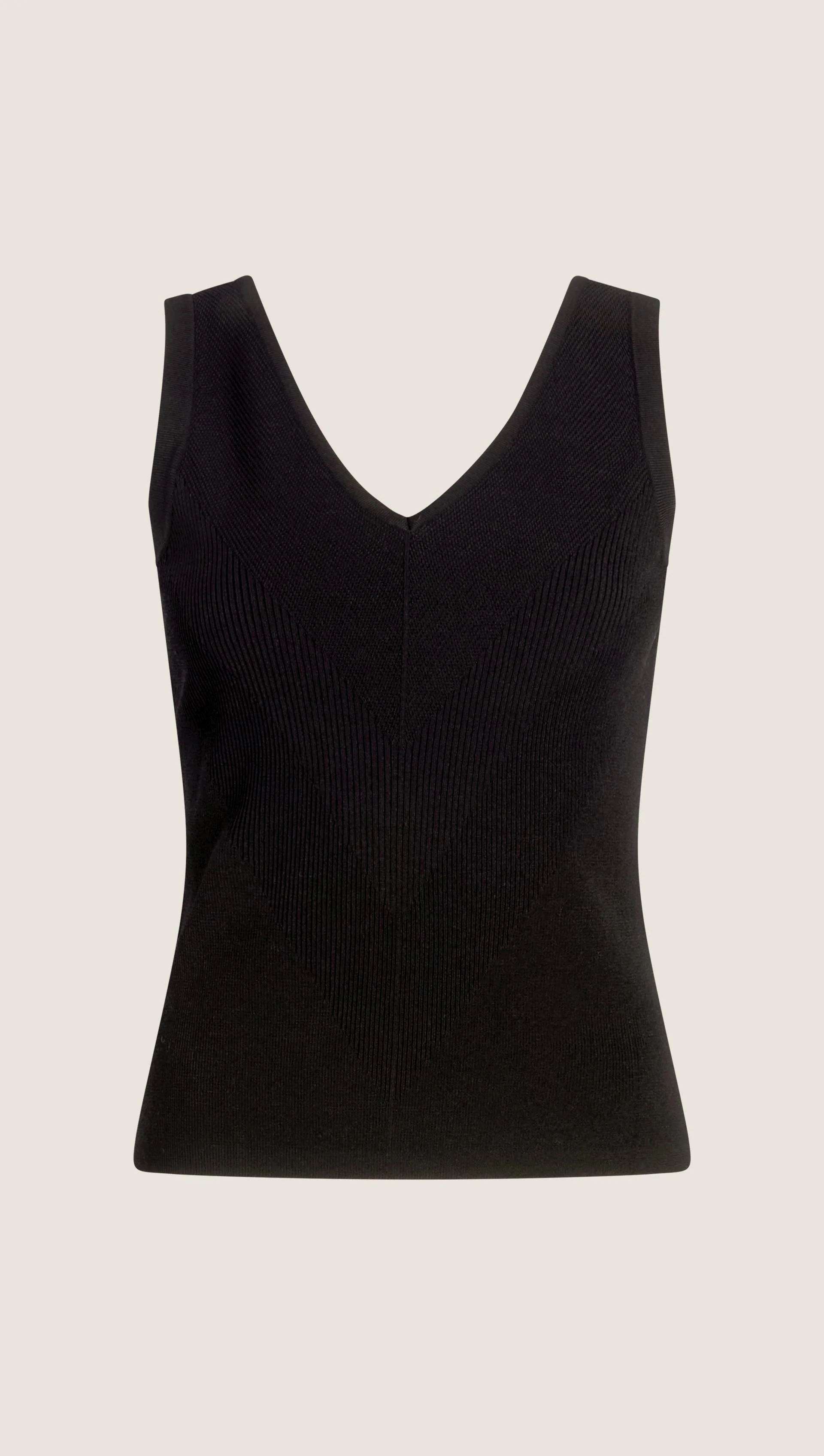 V-Neck Knit Tank in Viscose | Black - Image 7