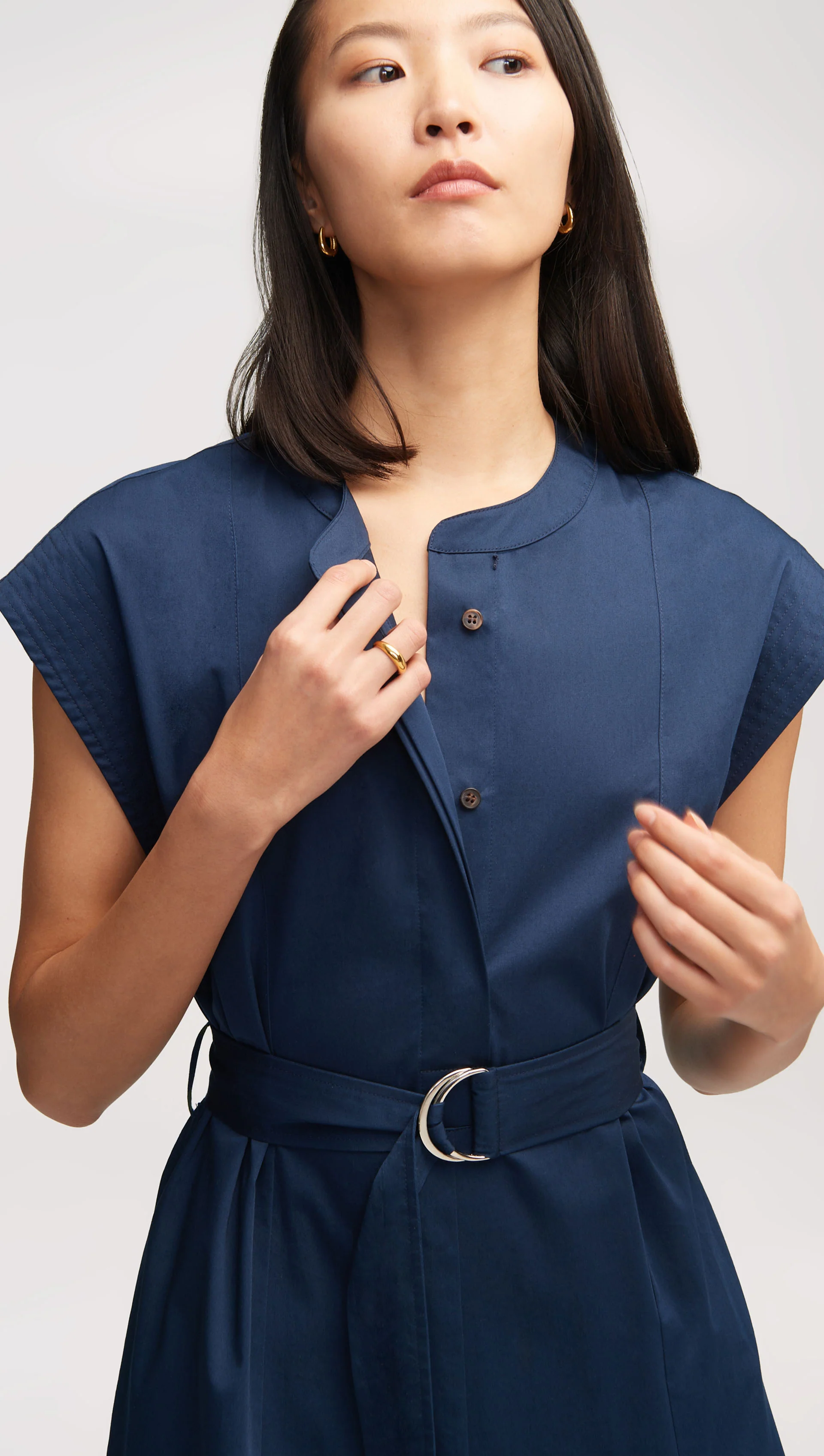 Varick Dress in Cotton Sateen | Midnight - Image 2