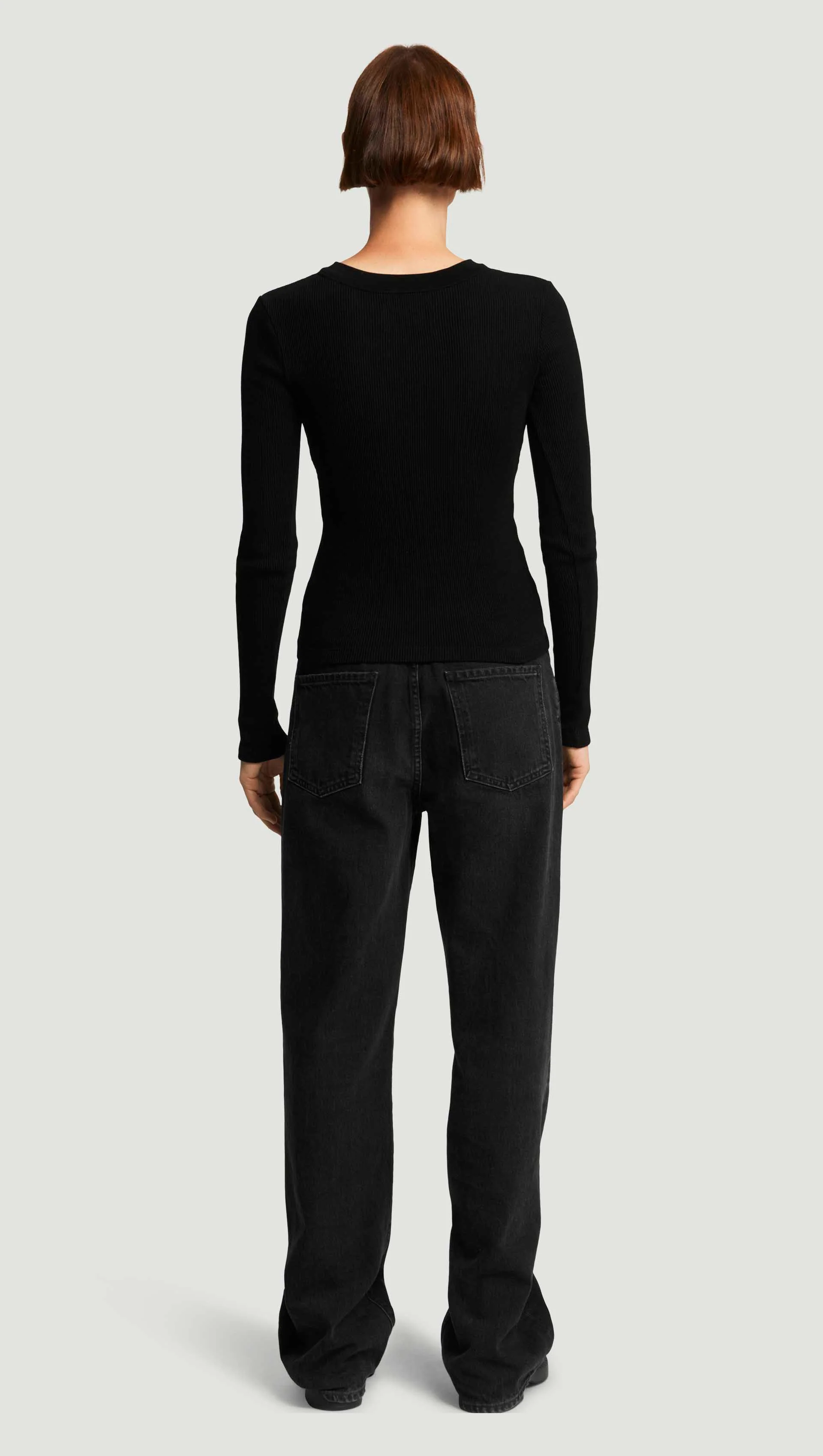 Varra Henley in Waffle Knit | Black - Image 5