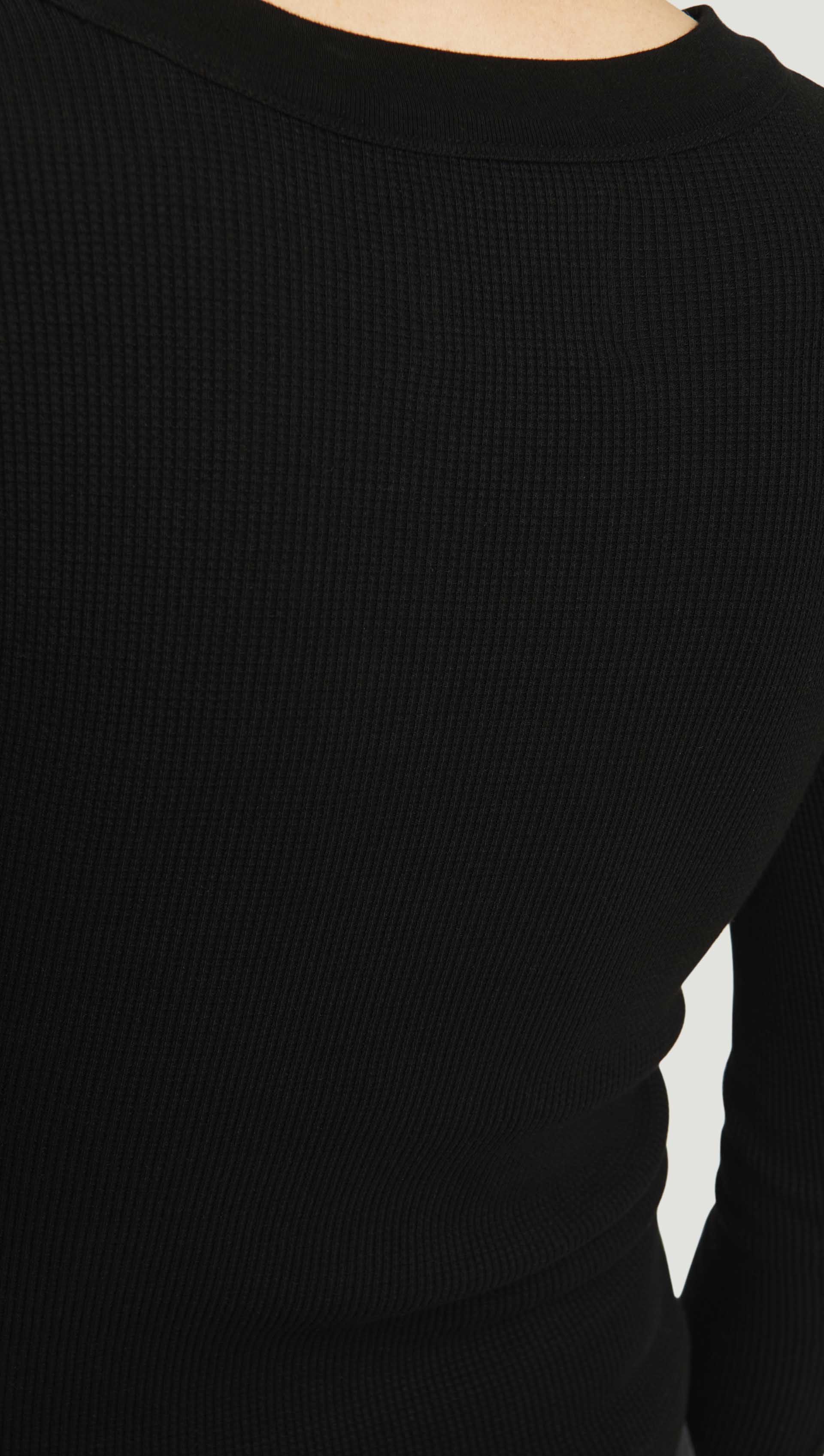 Varra Henley in Waffle Knit | Black - Image 6