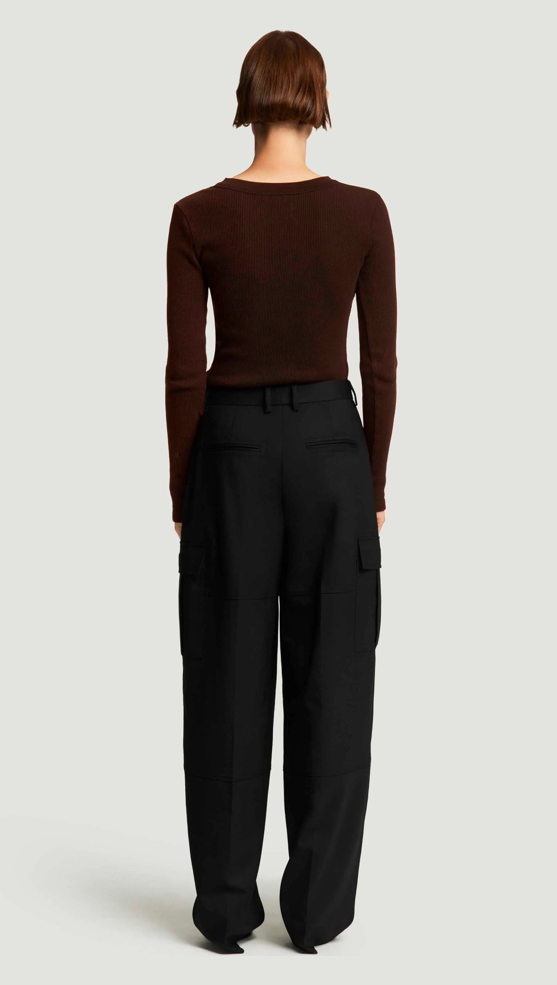Varra Henley in Waffle Knit | Chocolate - Image 2