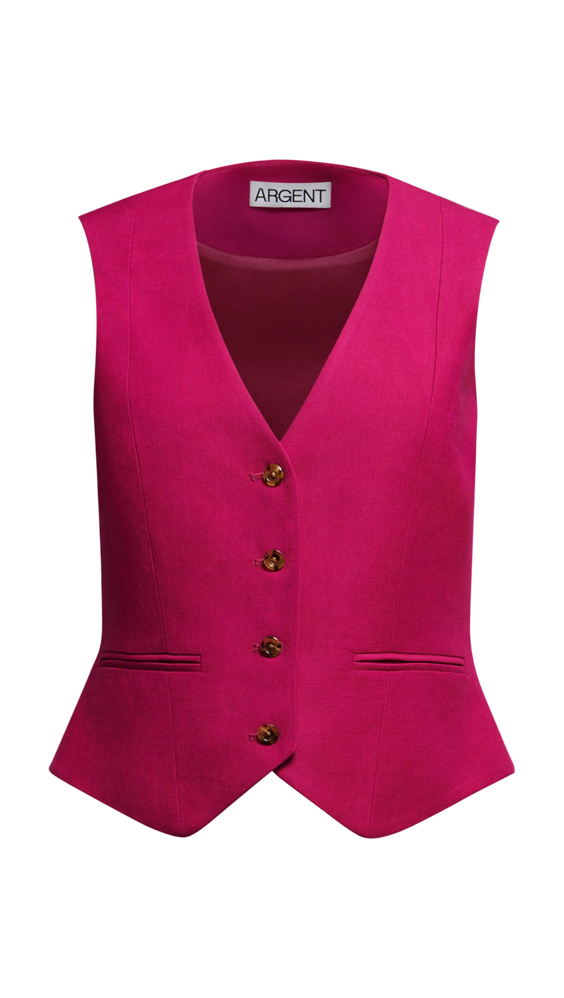 Waistcoat in Viscose Linen Twill | Fuchsia - Image 9