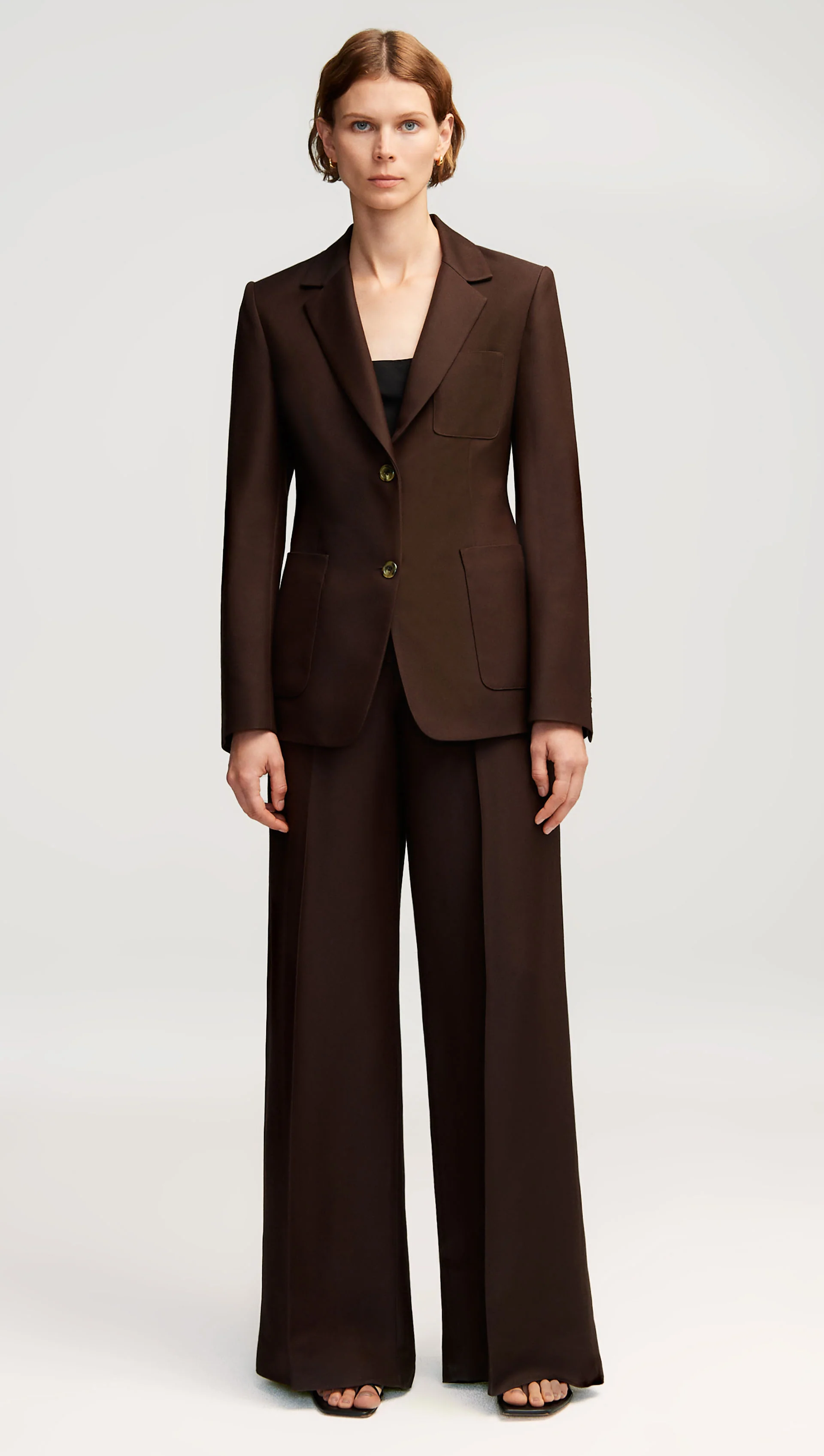 Weekend Blazer in Structured Viscose Twill | Chocolate - Image 7
