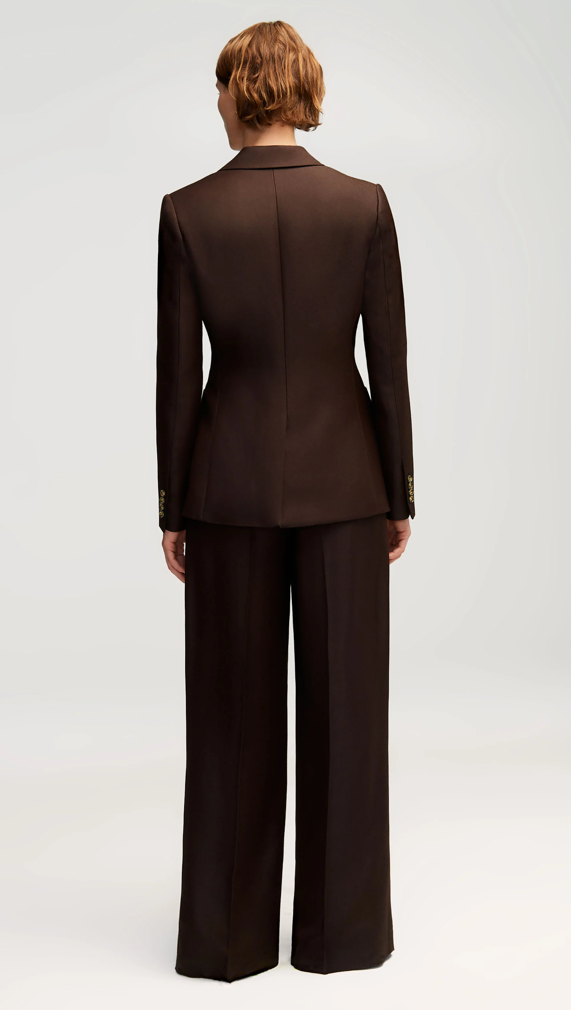 Weekend Blazer in Structured Viscose Twill | Chocolate - Image 8