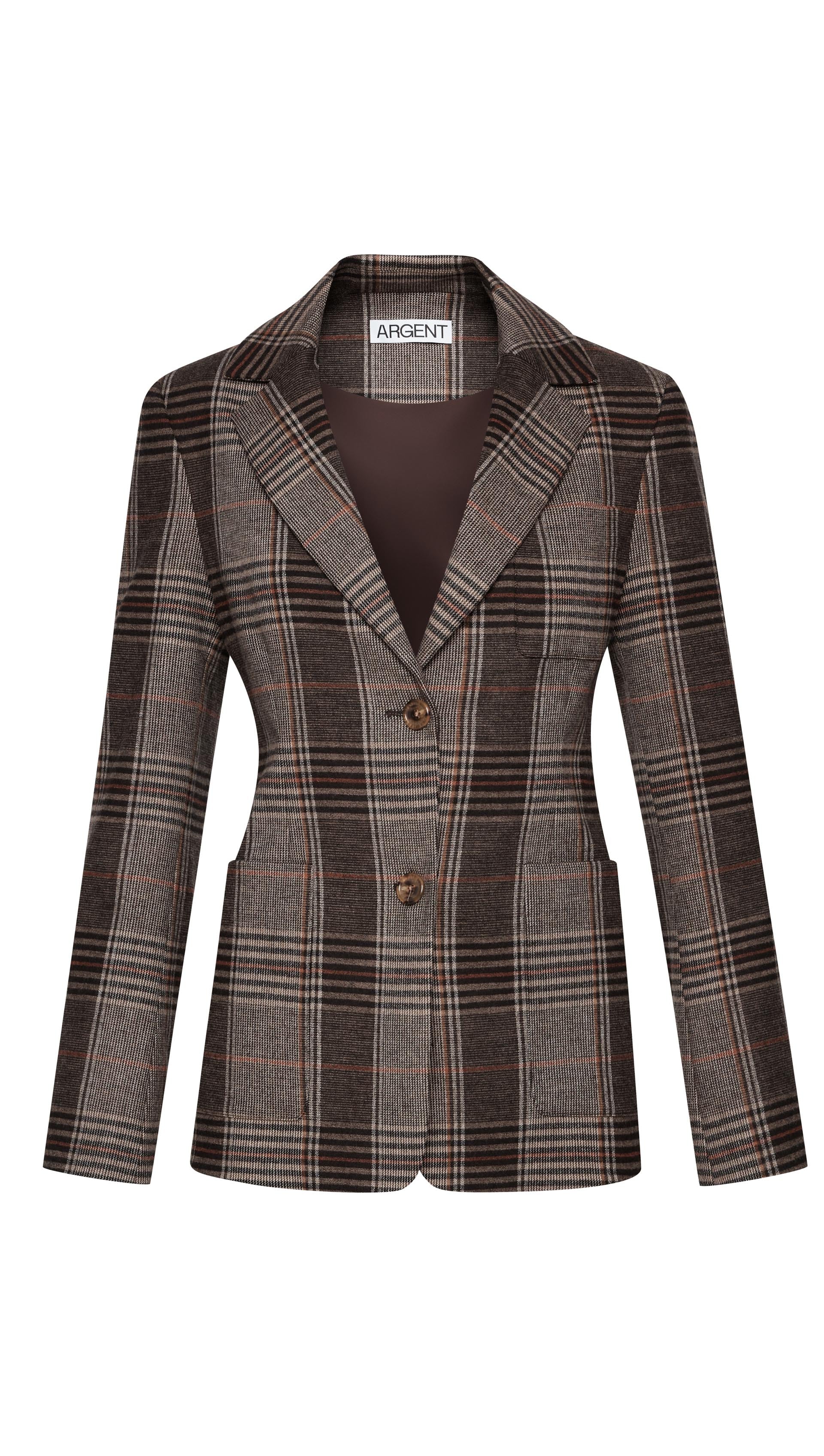 Weekend Blazer in Viscose Blend | Coffee/Beige Plaid - Image 11