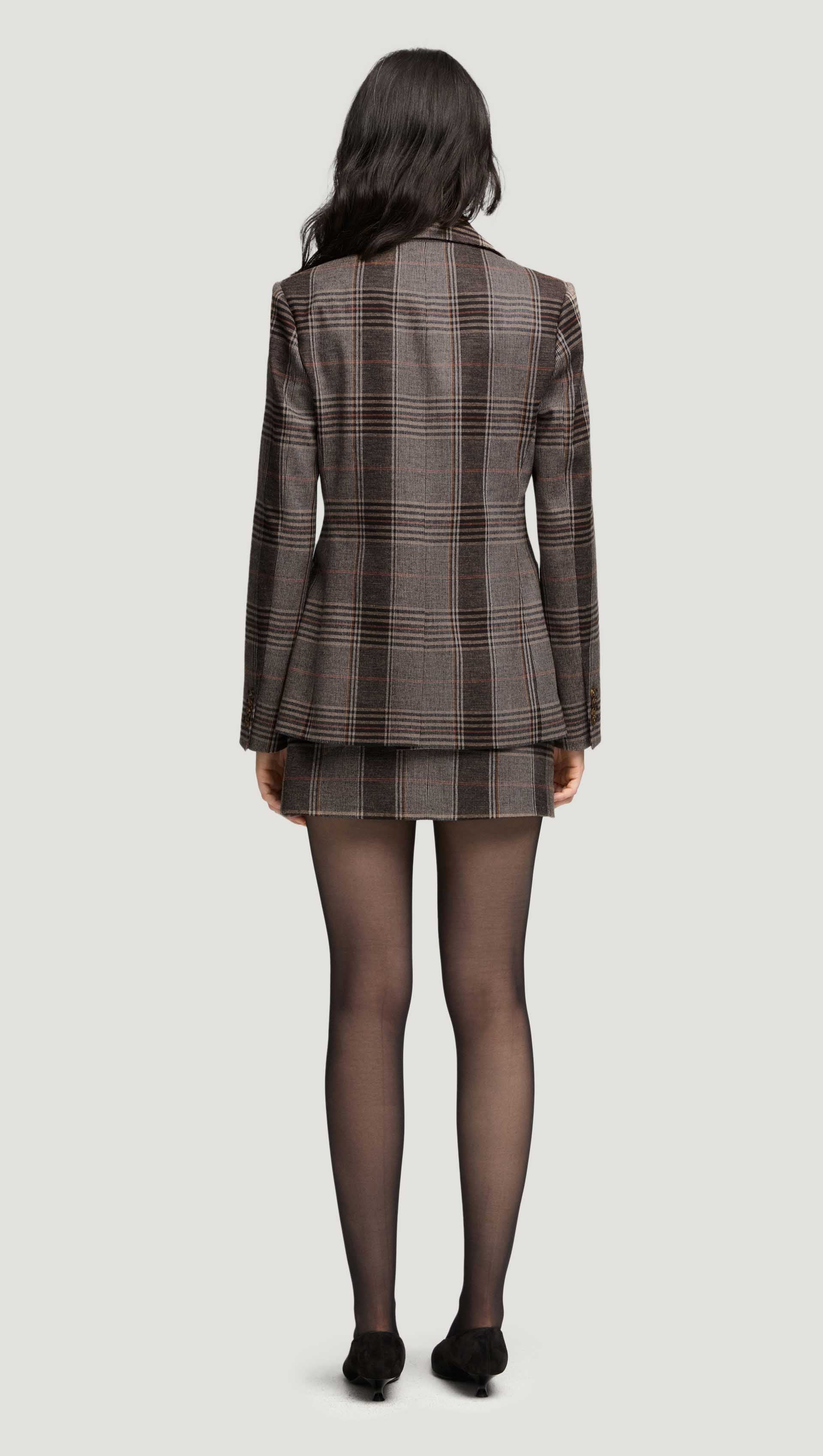 Weekend Blazer in Viscose Blend | Coffee/Beige Plaid - Image 5