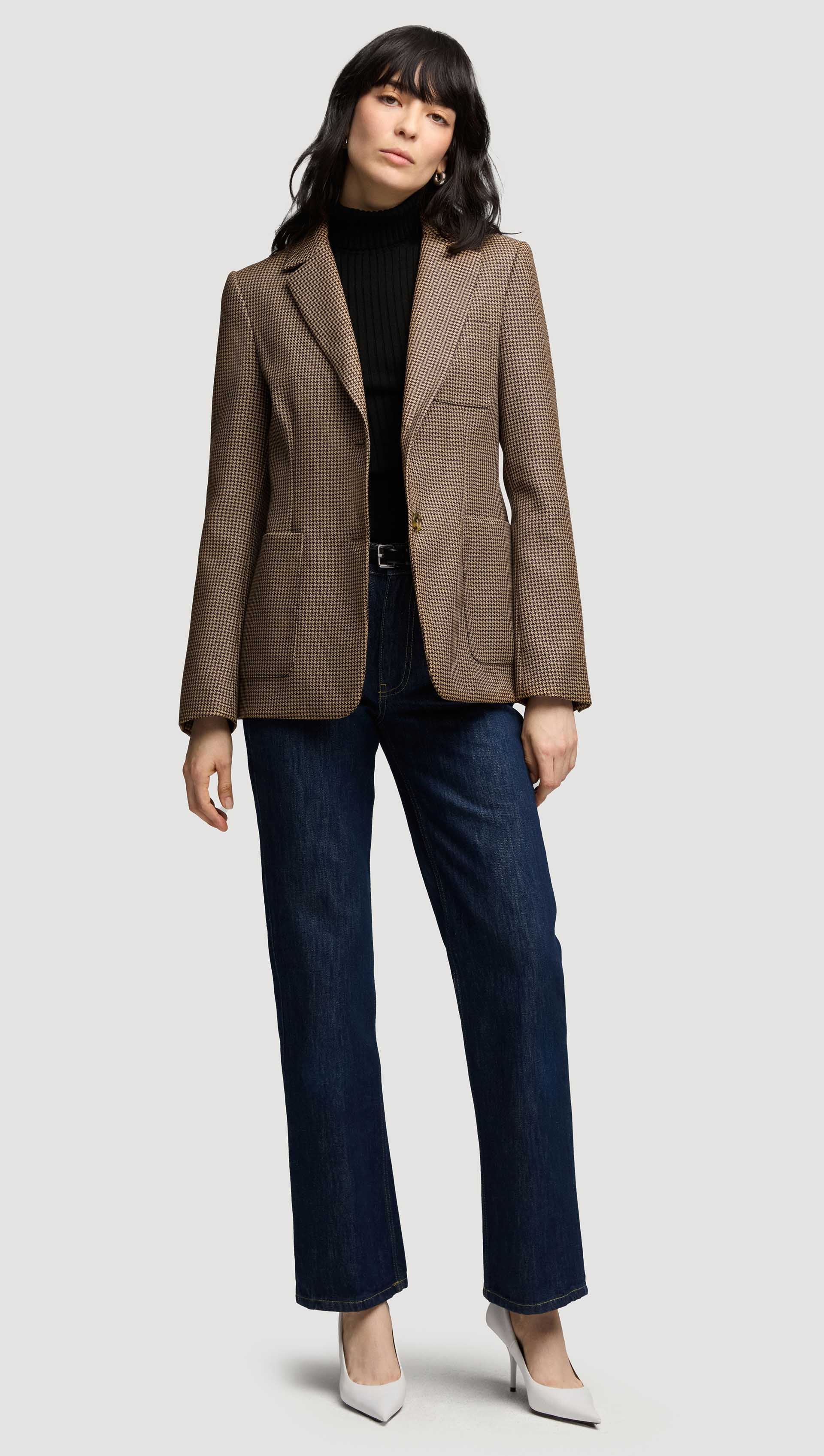 Weekend Blazer in Wool | Brown Houndstooth - Image 3