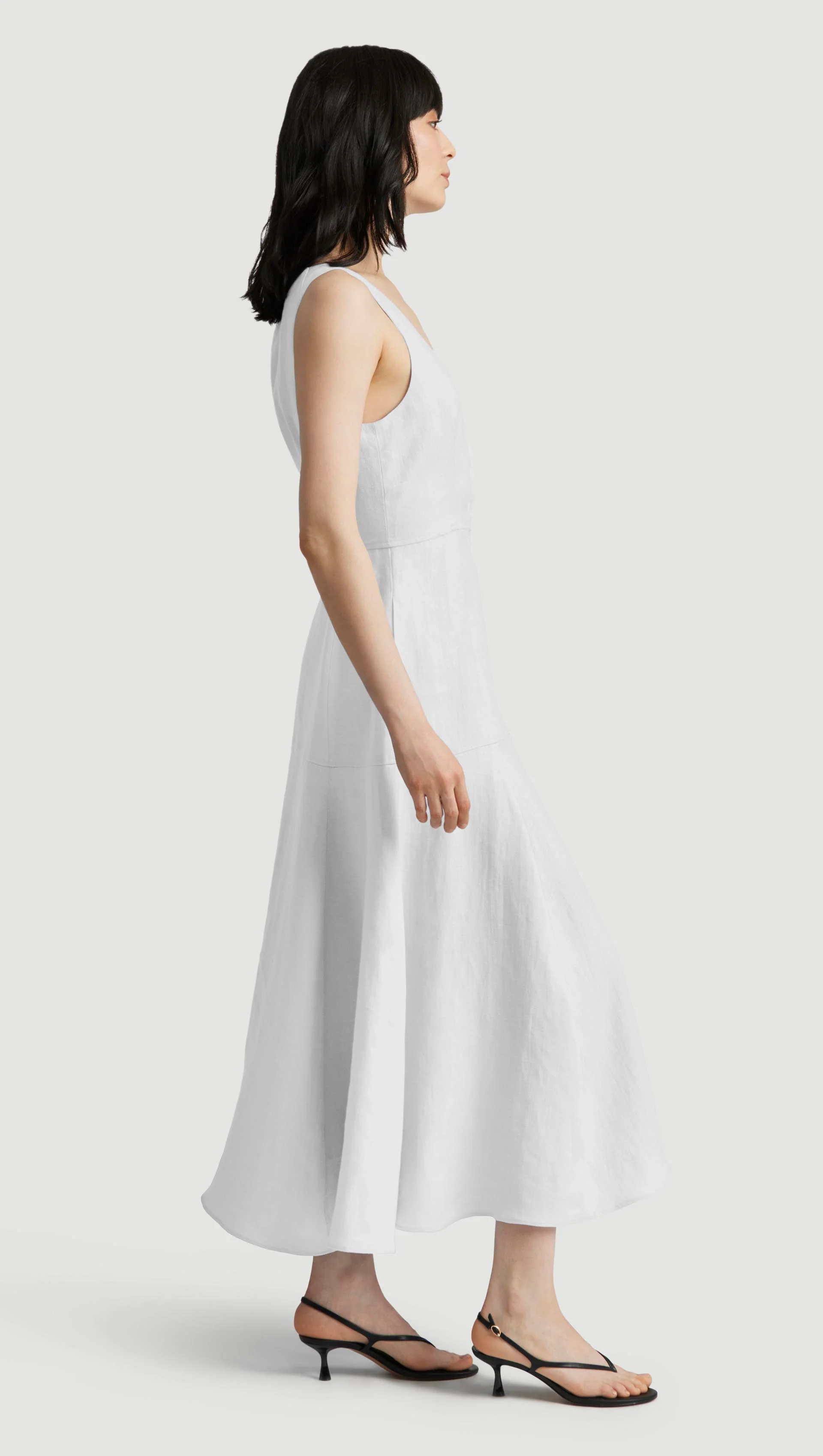 Marcy Dress in Cotton Sateen | White - Image 3