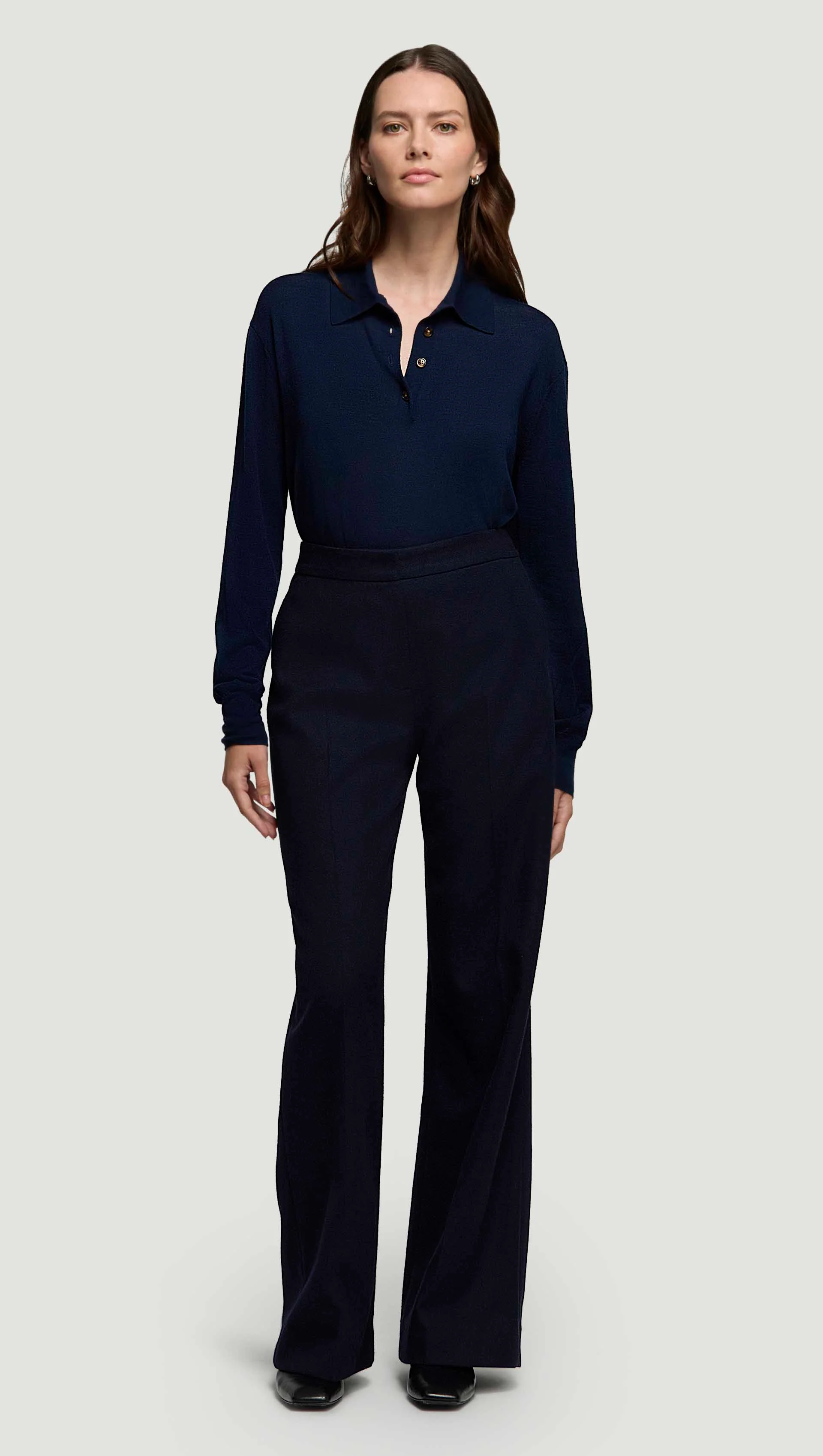 Wide Leg Trouser in Double-Faced Wool | Navy - Image 2