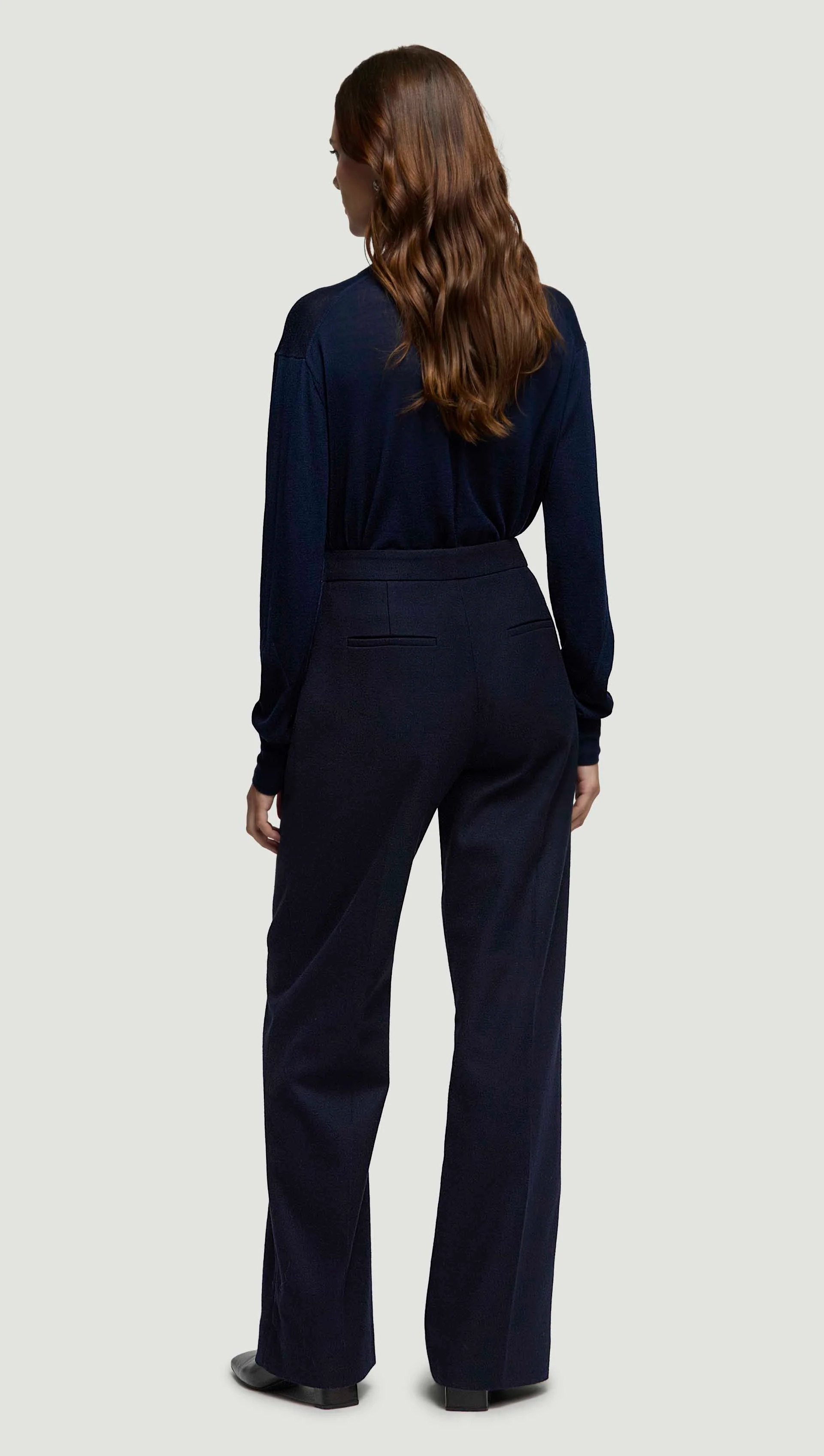 Wide Leg Trouser in Double-Faced Wool | Navy - Image 7