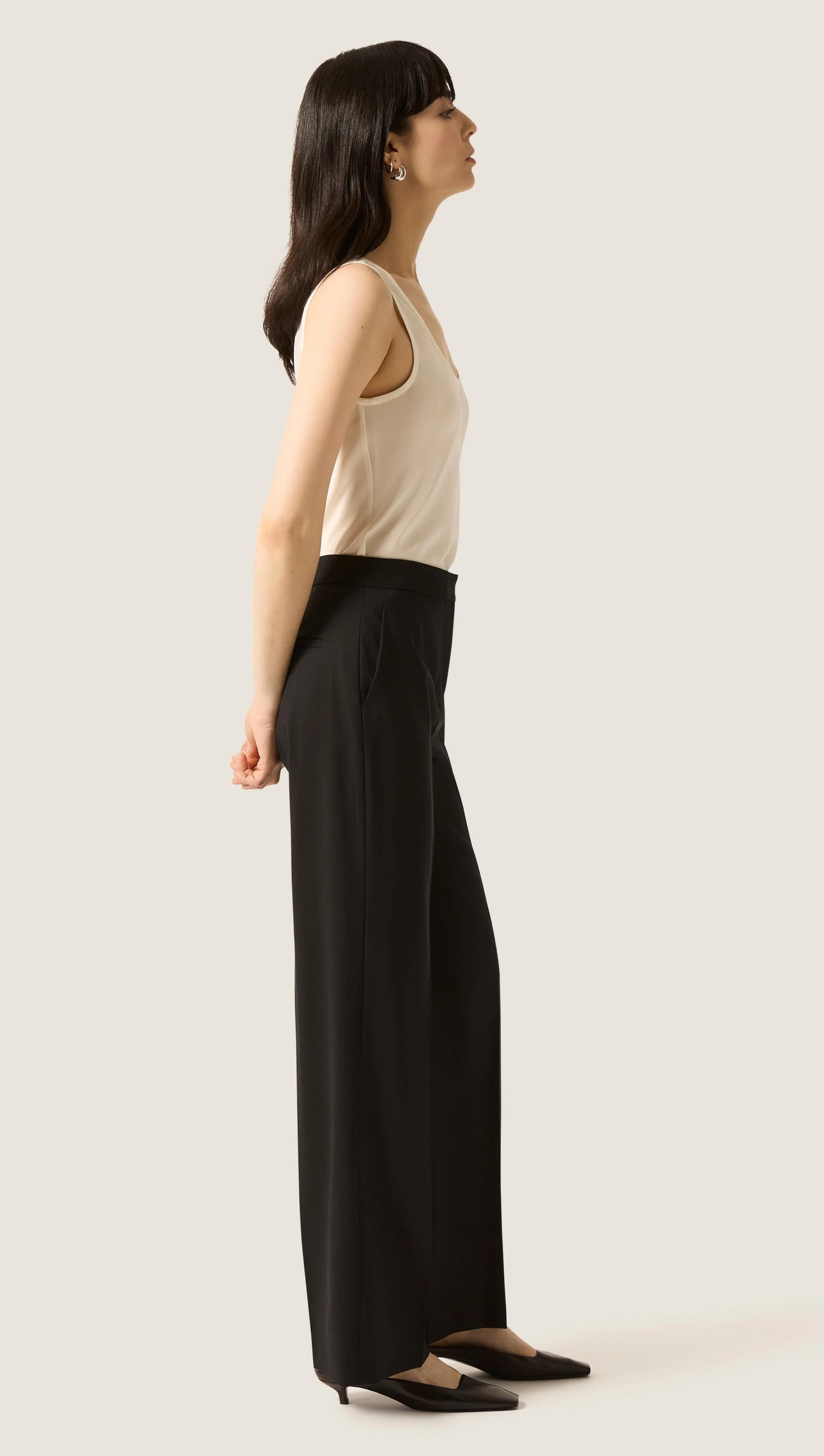 Wide Leg Trouser in Seasonless Wool | Black - Image 4