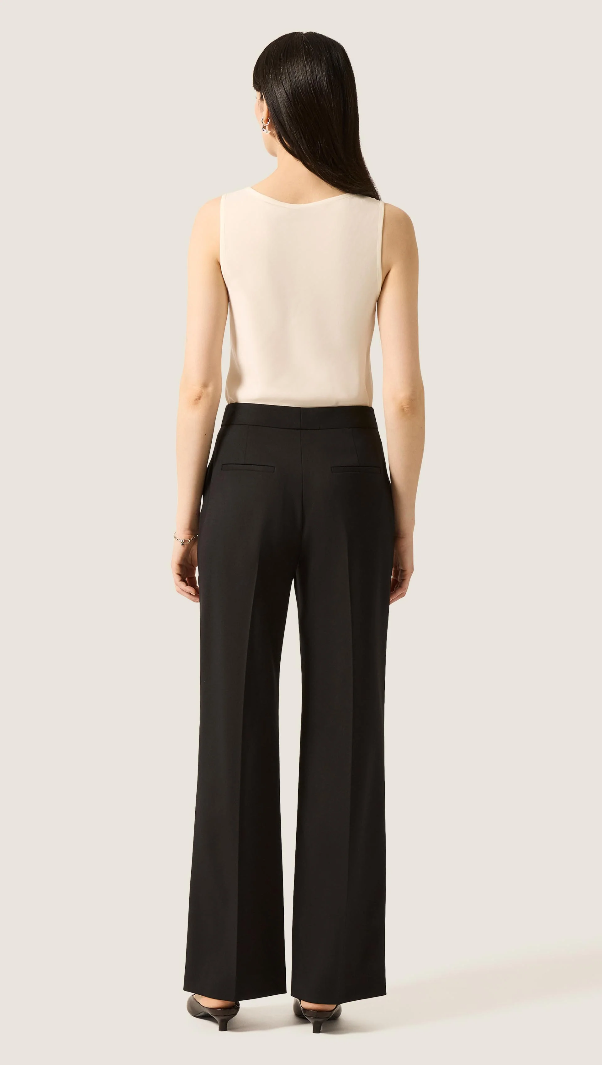 Wide Leg Trouser in Seasonless Wool | Black - Image 5