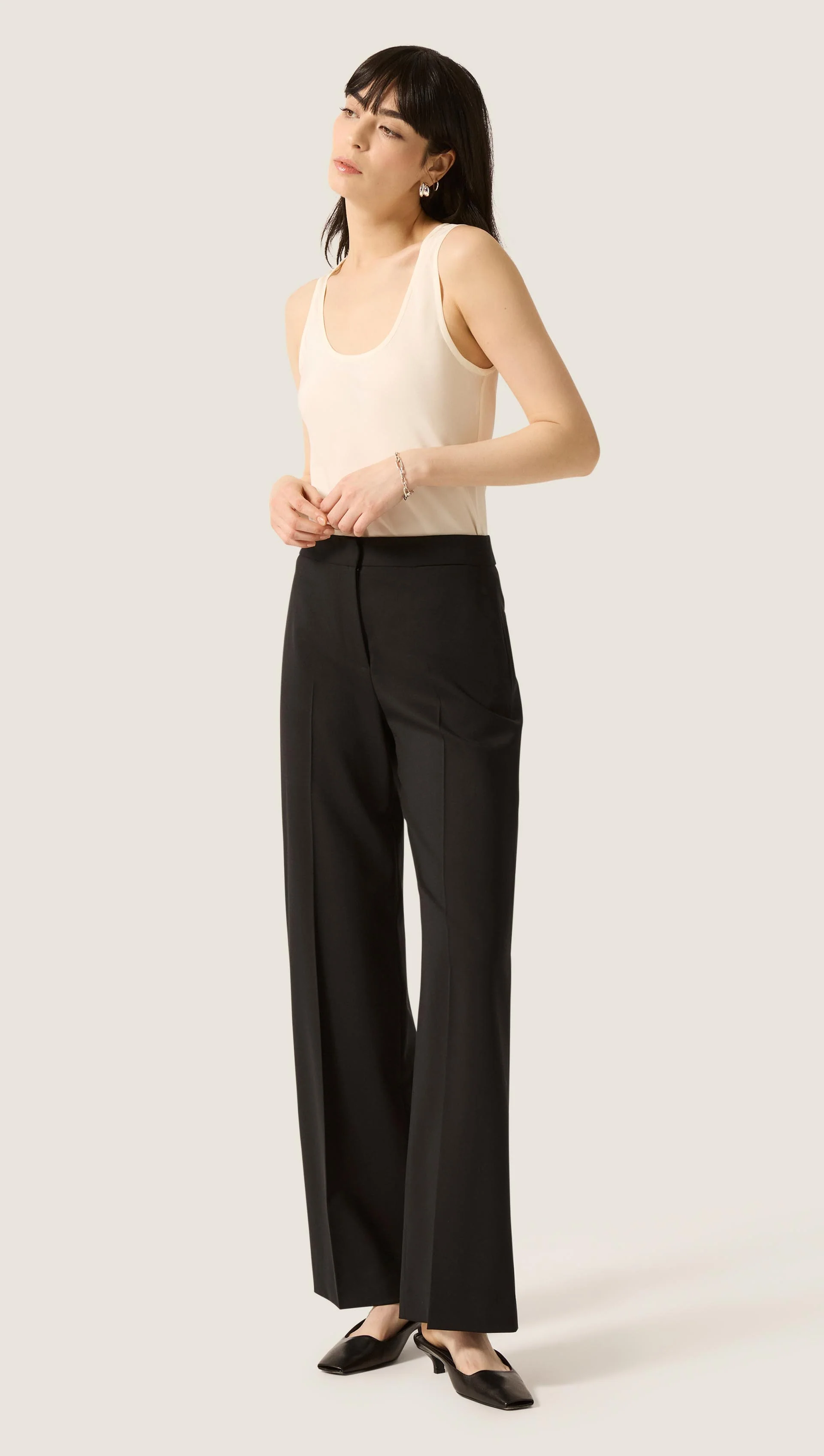 Wide Leg Trouser in Seasonless Wool | Black - Image 7