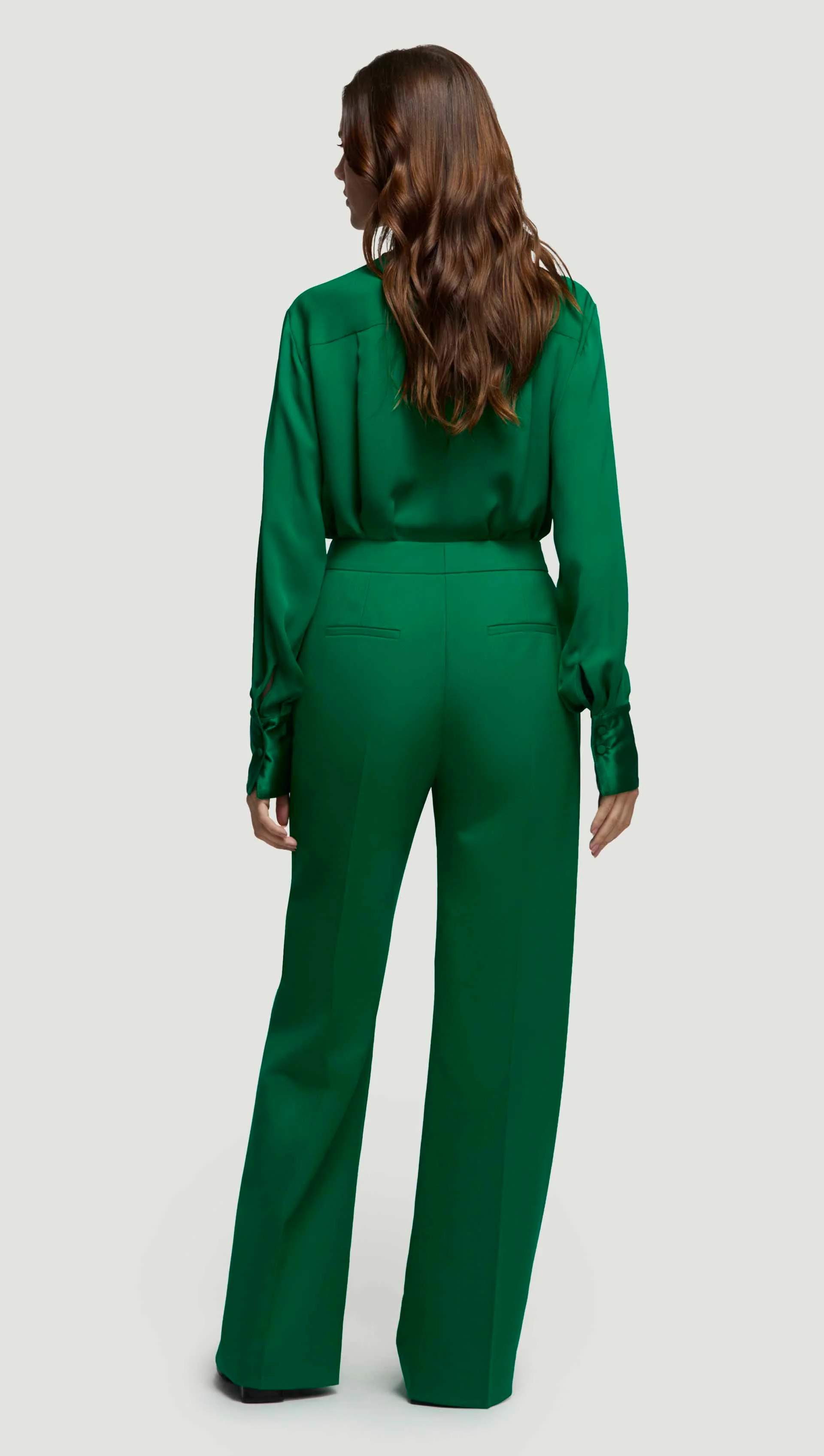 Wide Leg Trouser in Seasonless Wool | Jade - Image 4