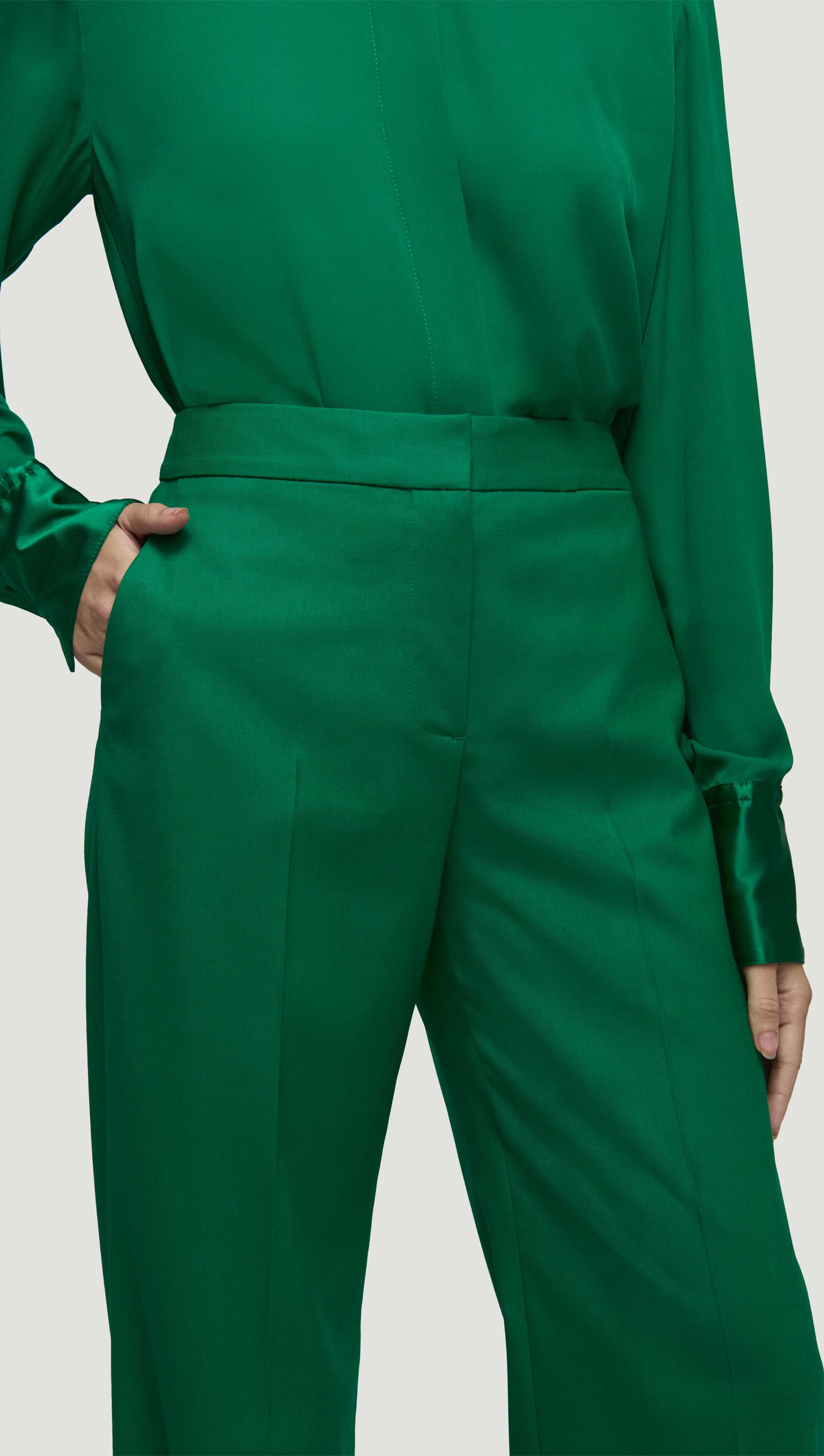 Wide Leg Trouser in Seasonless Wool | Jade - Image 5