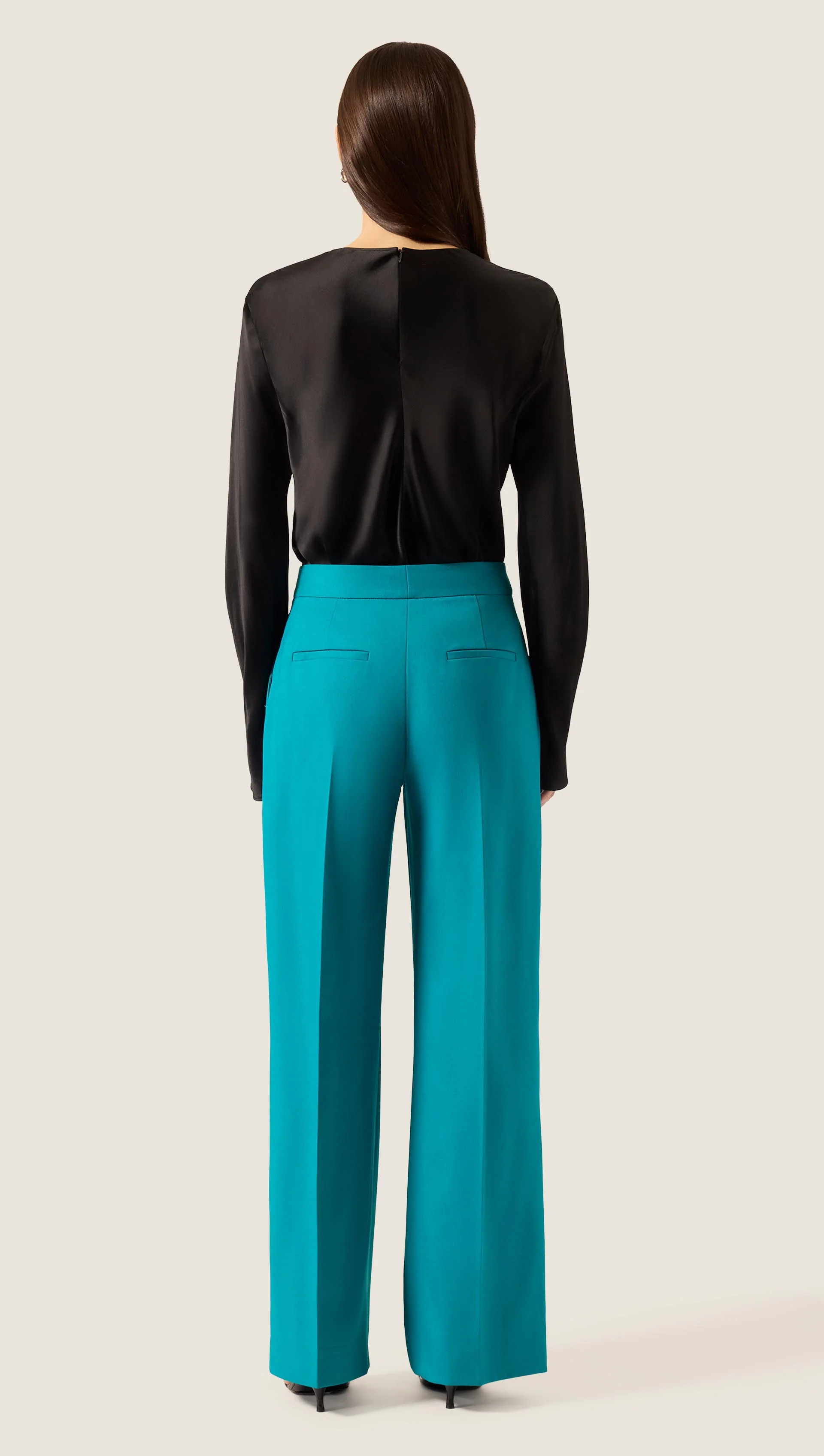 Wide Leg Trouser in Seasonless Wool | Mar - Image 5
