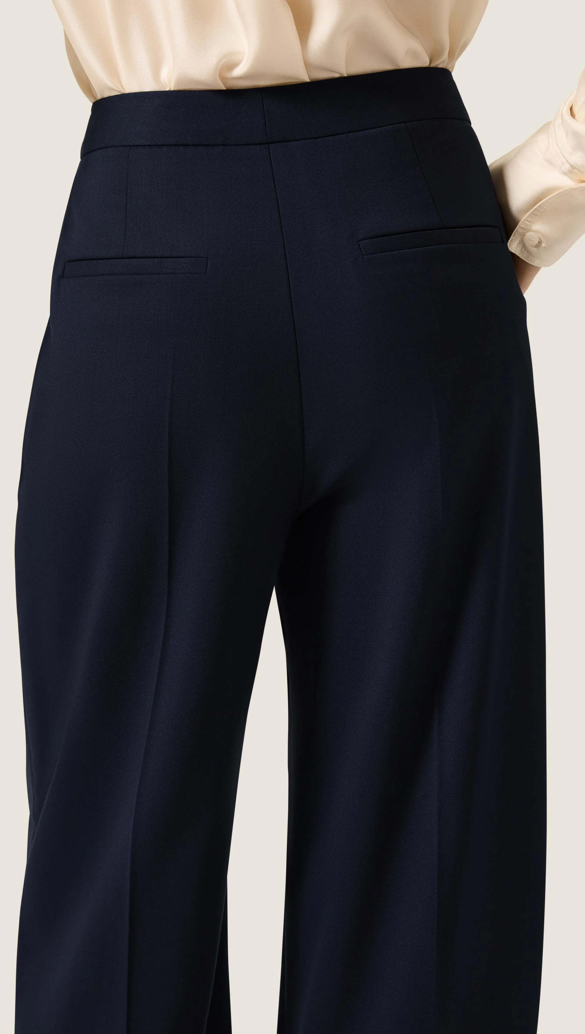 Wide Leg Trouser in Seasonless Wool | Midnight - Image 3